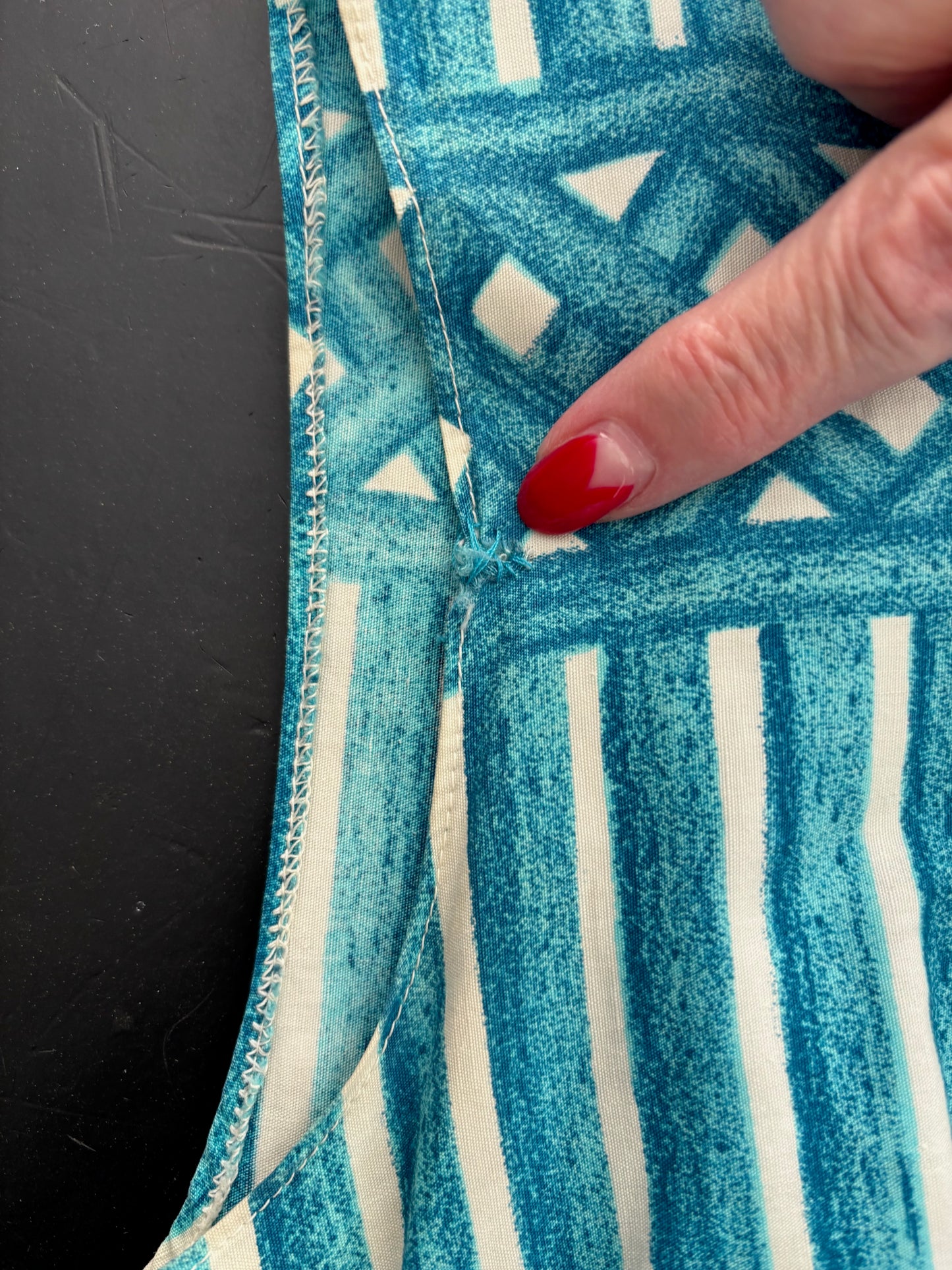 XS | 1950s Blue And White Cotton Poplin Day Dress