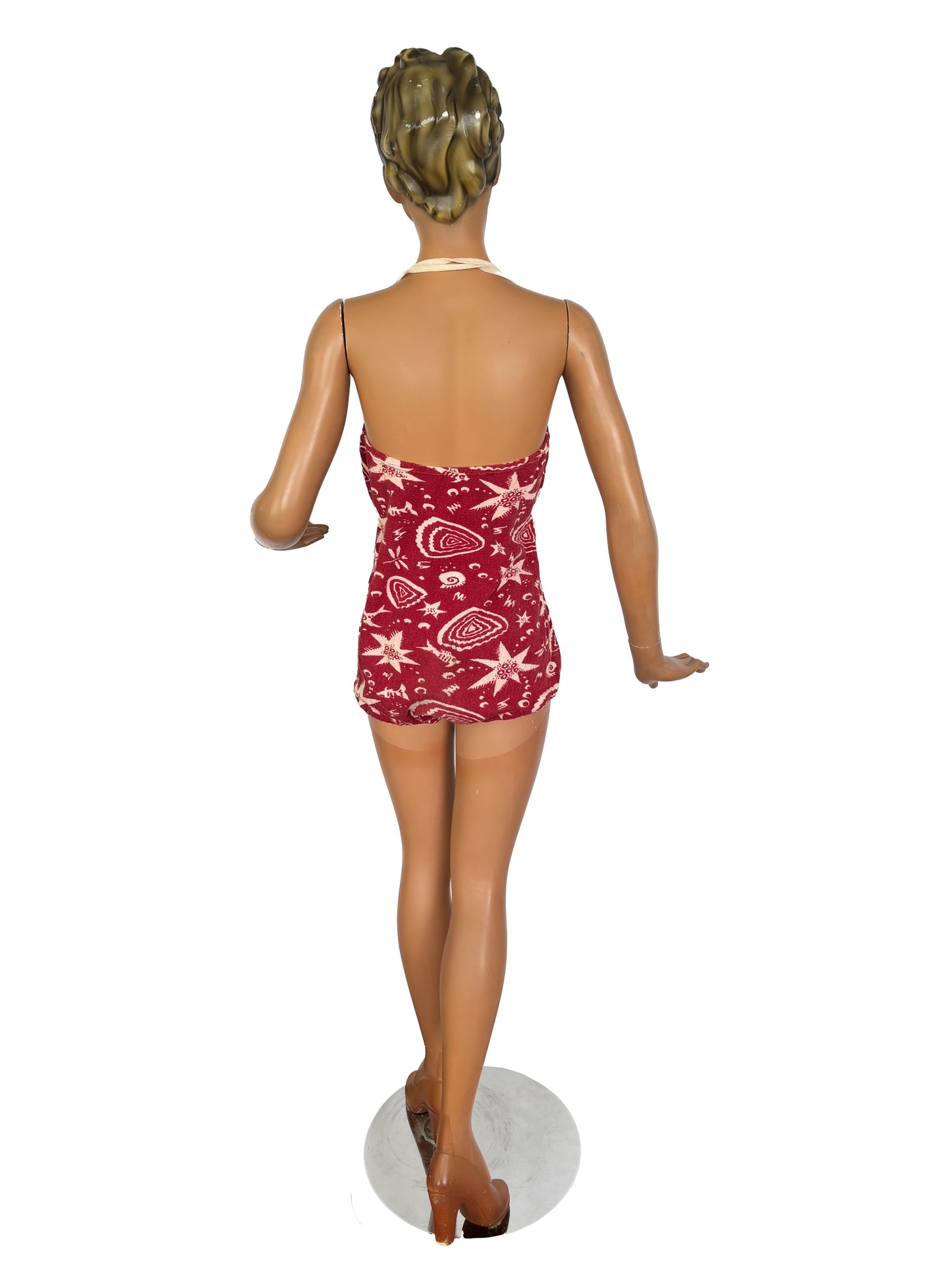 L | 1940s Novelty Print Swim Suit