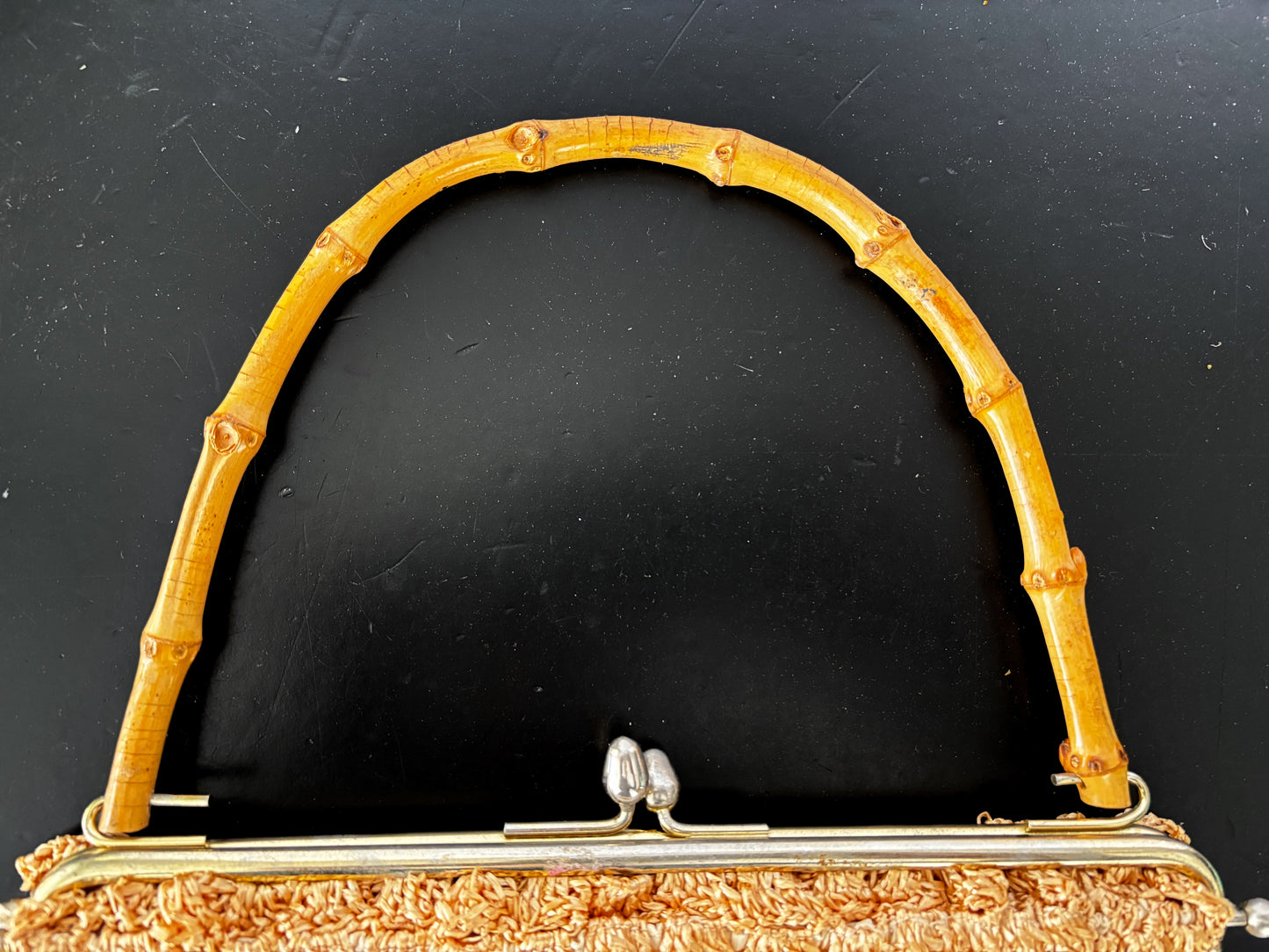 1950s/60s Raffia Bamboo Handle Handbag