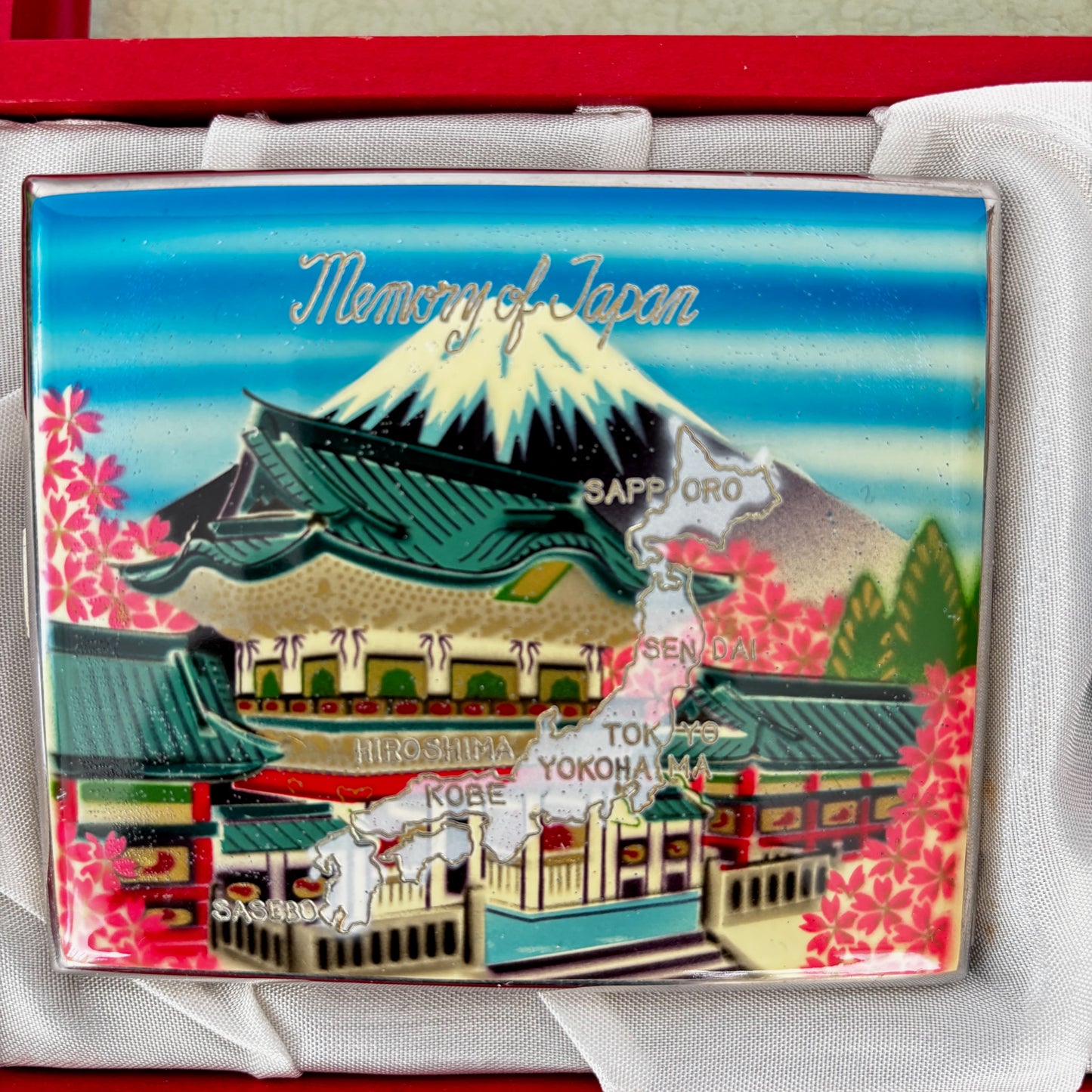 1950s Souvenir Enamel Cigarette Case and Lighter