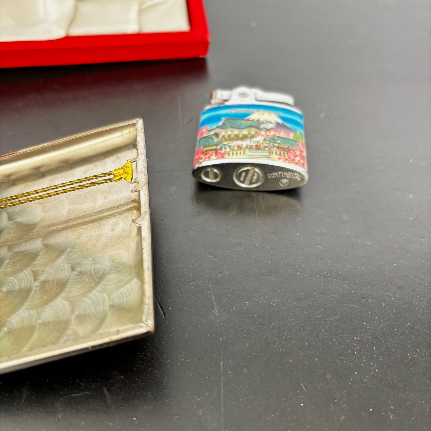 1950s Souvenir Enamel Cigarette Case and Lighter