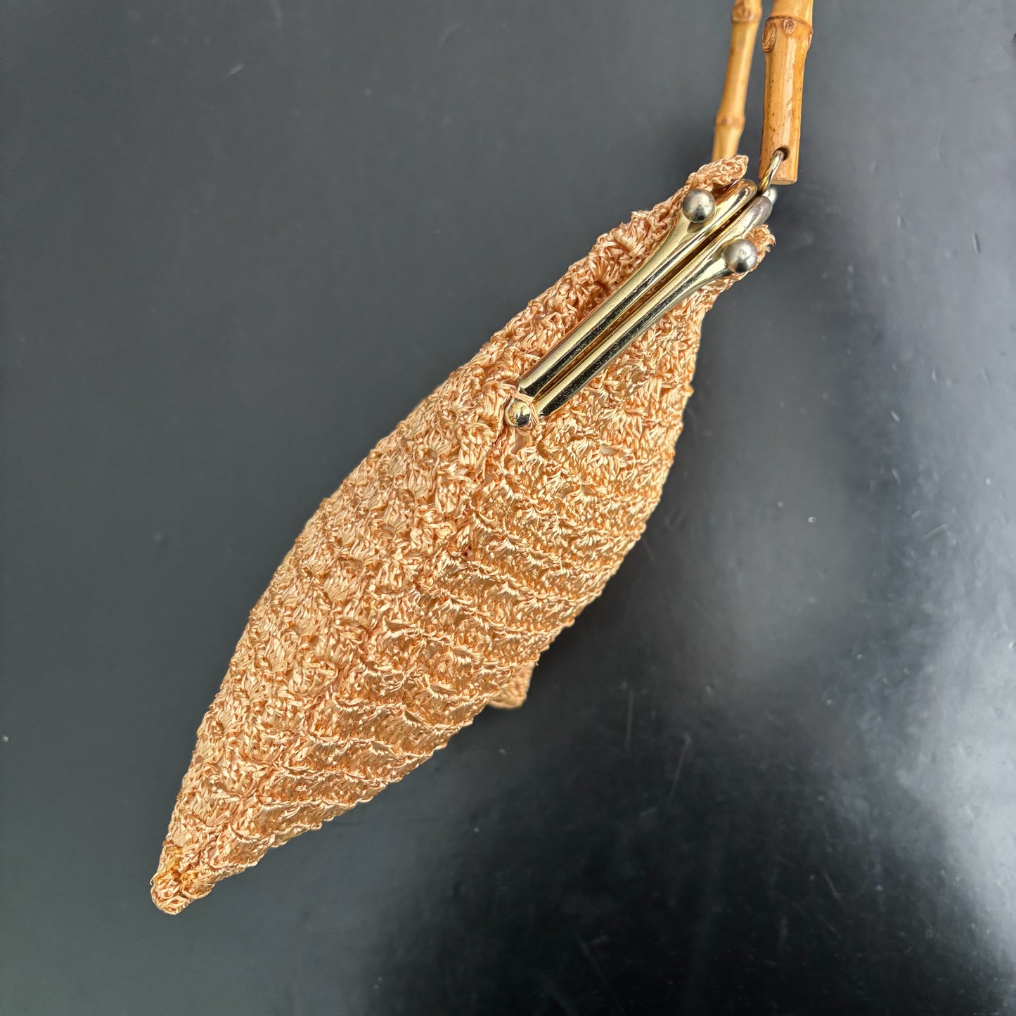 1950s/60s Raffia Bamboo Handle Handbag