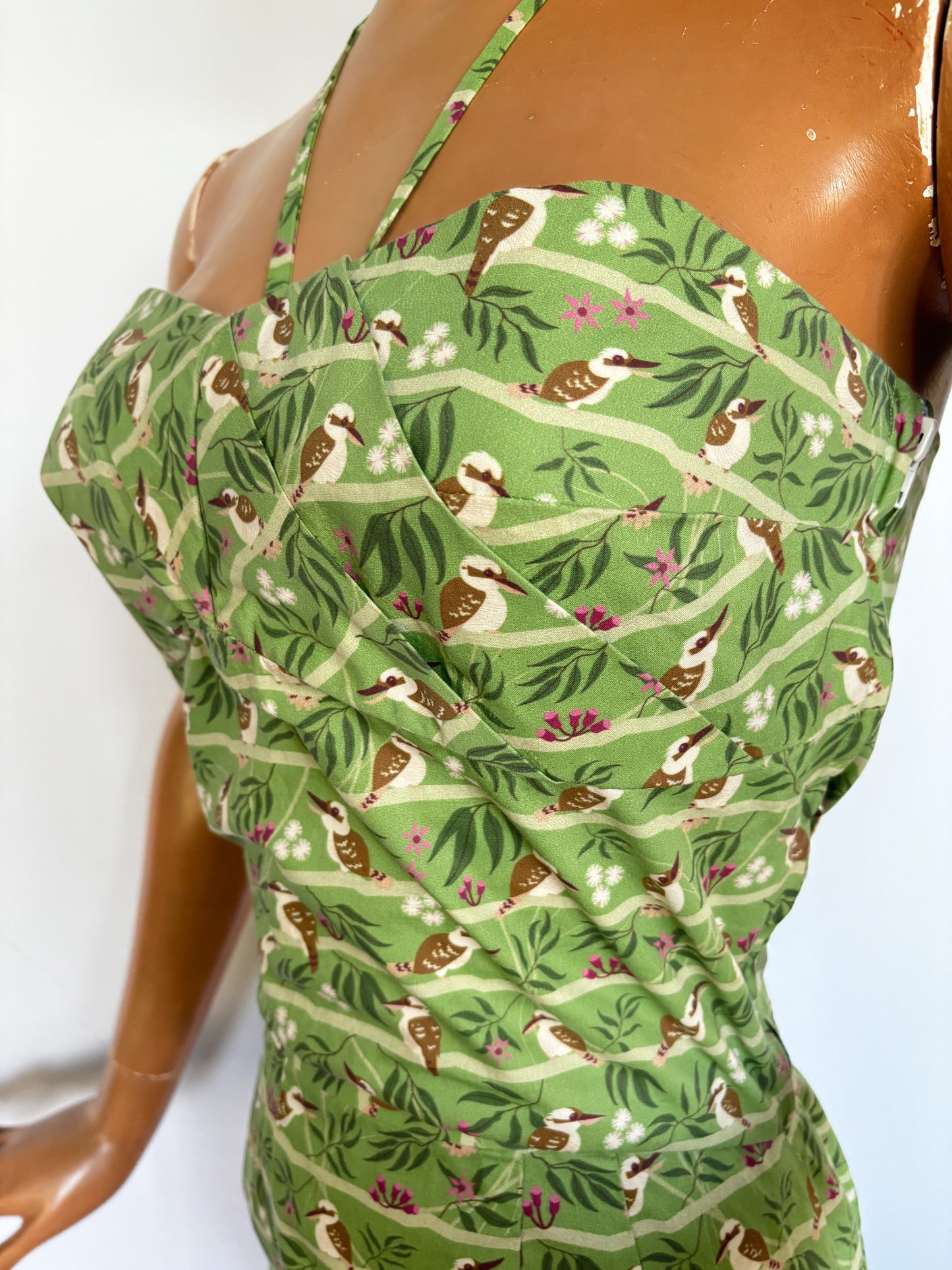 1940s Style Beach Set / Playsuit Kookaburra Print Novelty Print Top | XS/S
