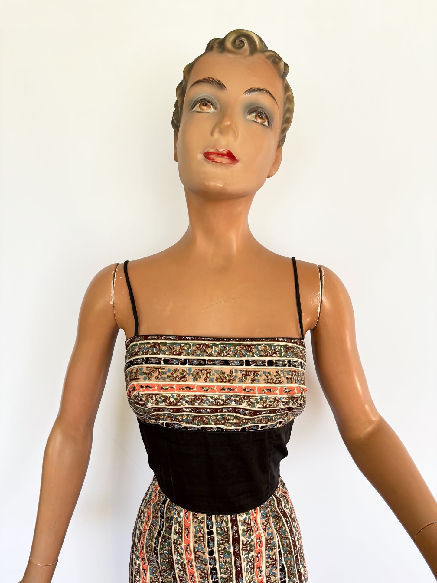XS | 1950s/60s Alfred Shaheen Novelty Tree Print Pencil Dress