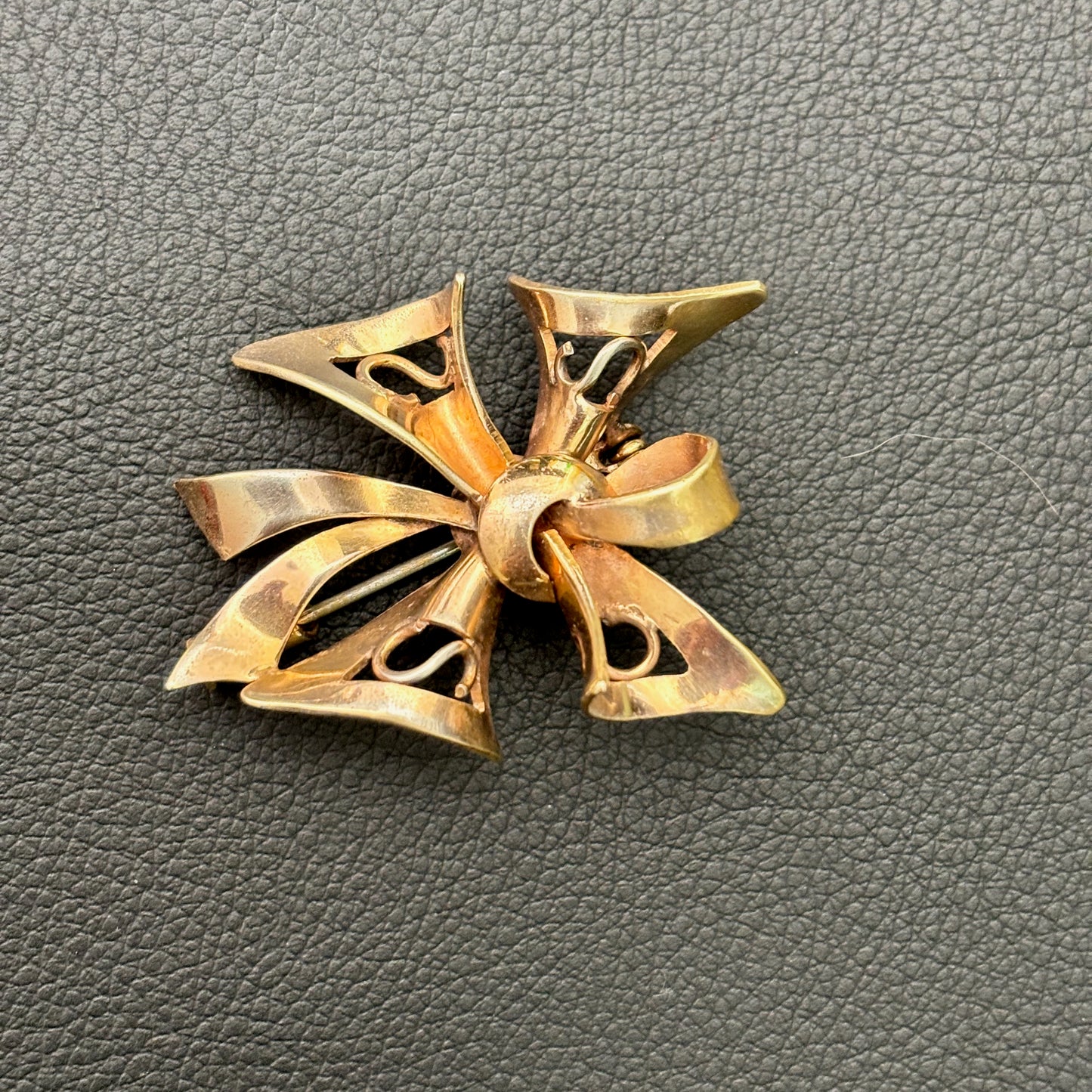 1960s Brass Modernist Bow Brooch