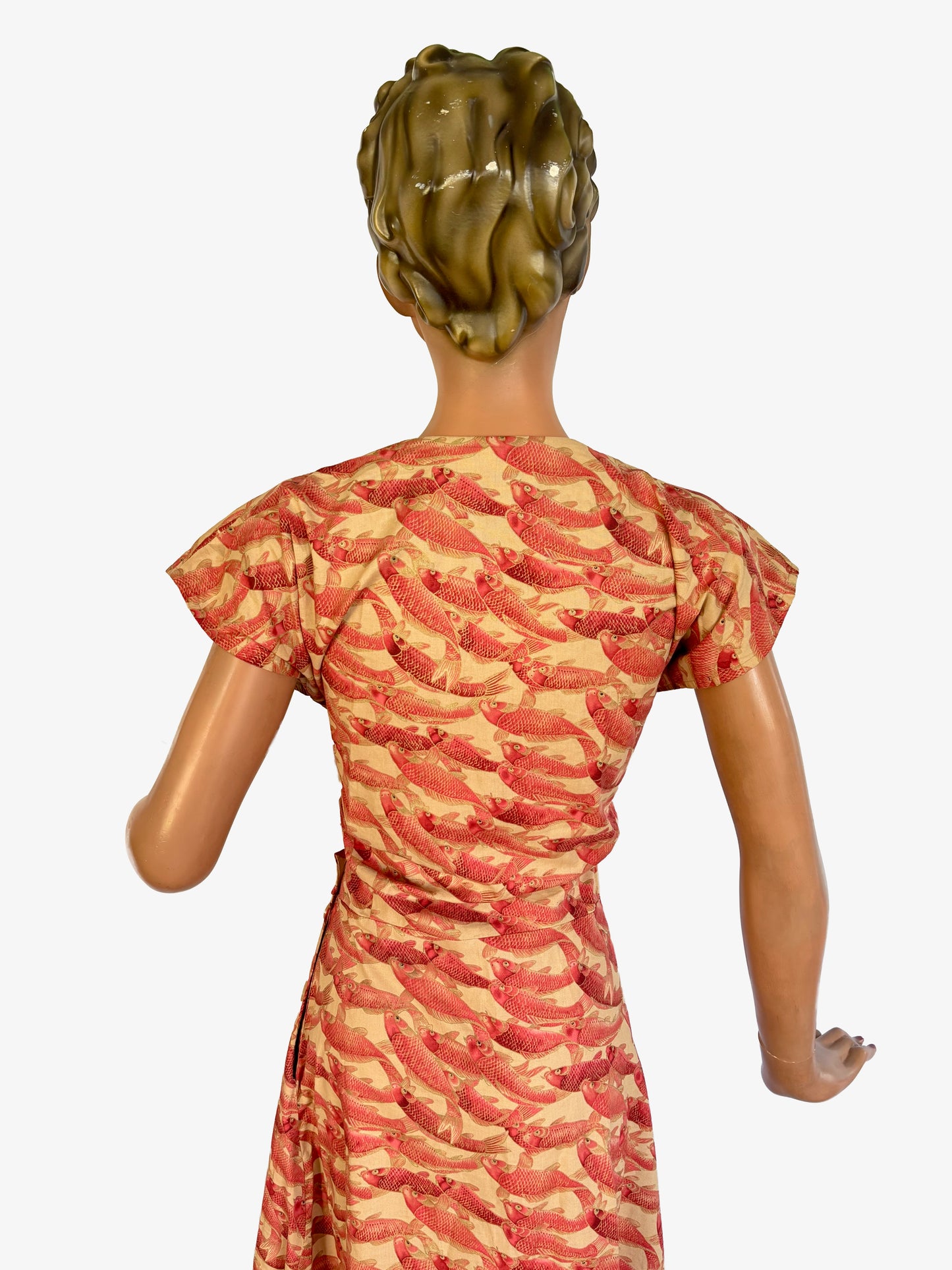 1950s Style Koi Carp Novelty Print Dress | Small