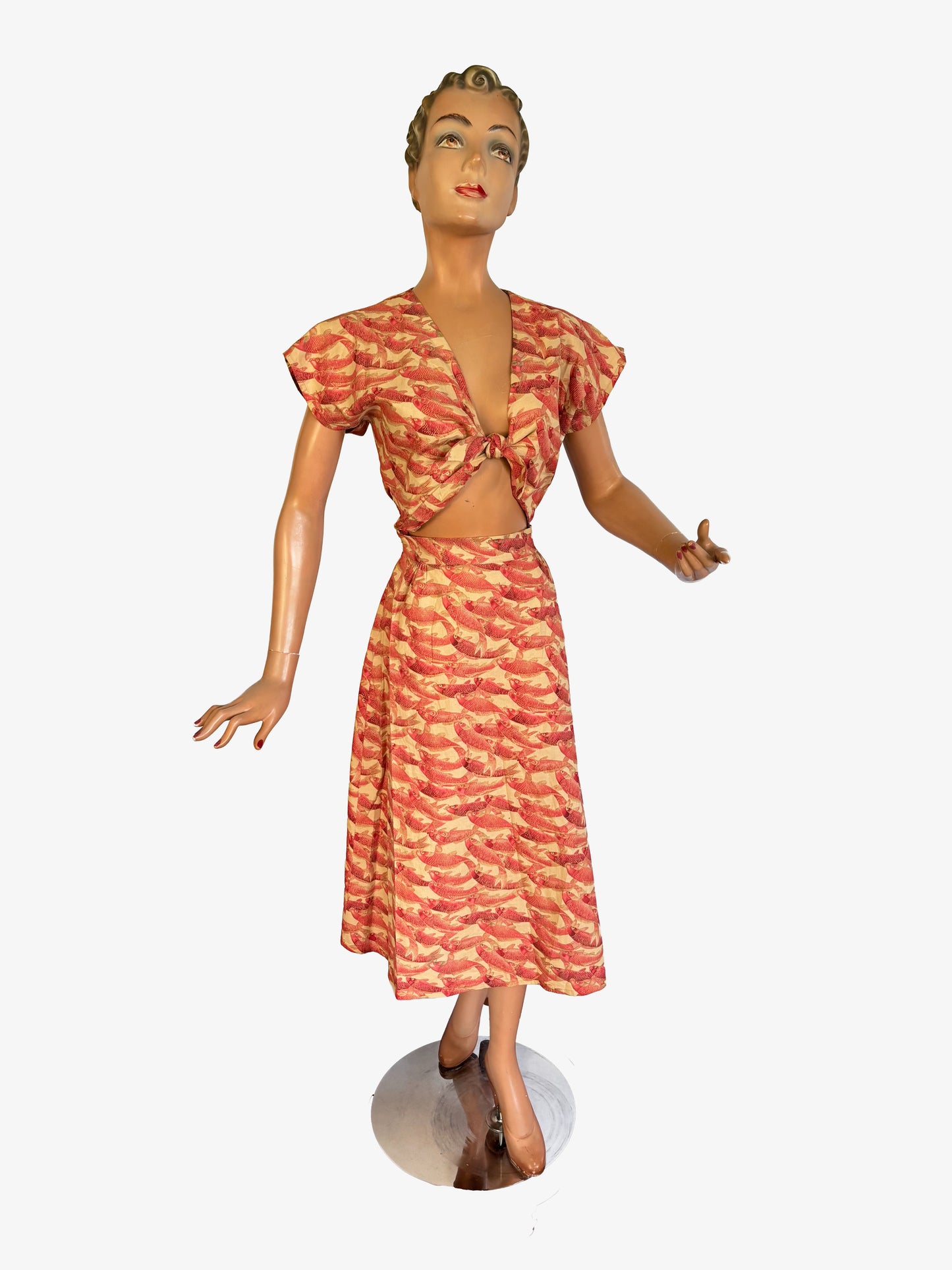 1950s Style Koi Carp Novelty Print Dress | Small