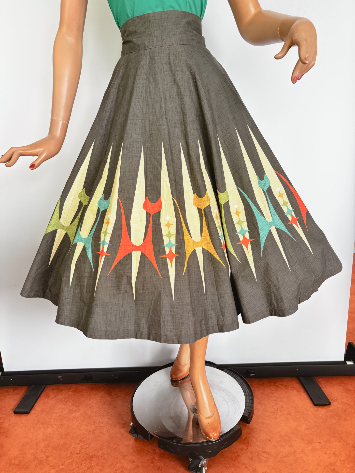 Atomic Cat Skirt – Retro 50s Full Circle Cotton Rockabilly Skirt