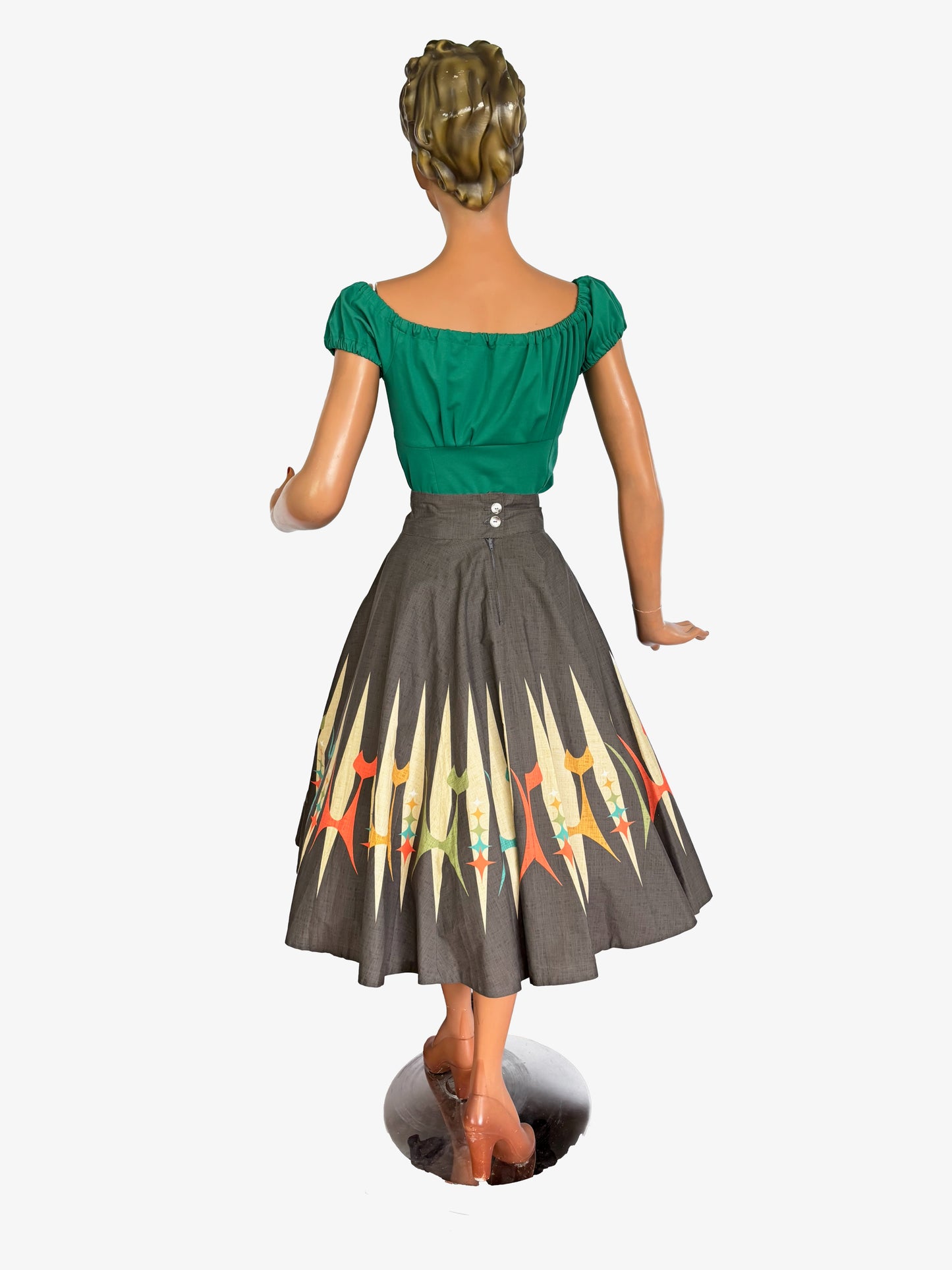 Atomic Cat Skirt – Retro 50s Full Circle Cotton Rockabilly Skirt