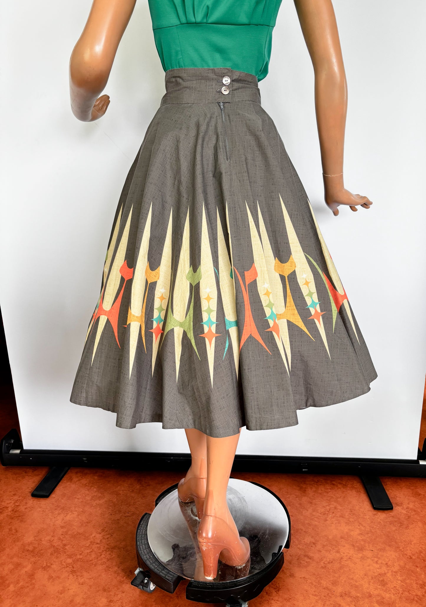 Atomic Cat Skirt – Retro 50s Full Circle Cotton Rockabilly Skirt