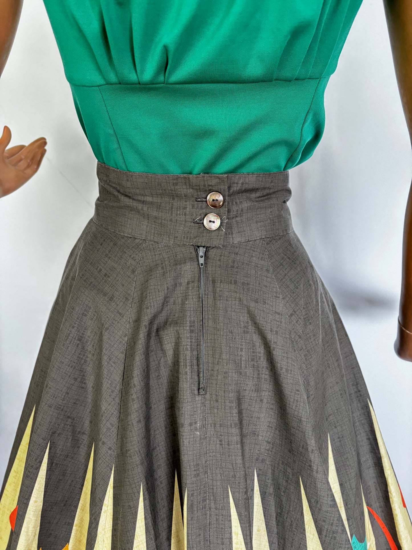 Atomic Cat Skirt – Retro 50s Full Circle Cotton Rockabilly Skirt