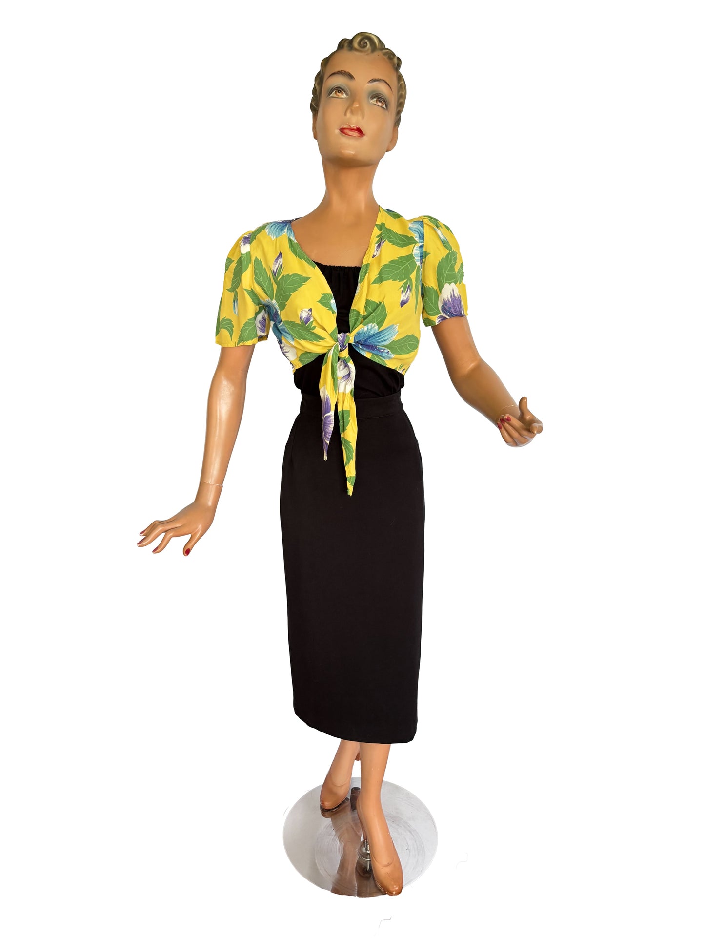 Vintage Hawaiian Tie-Front Bolero | S