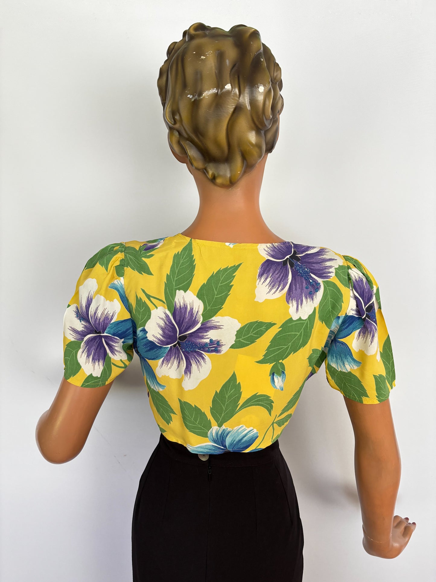 Vintage Hawaiian Tie-Front Bolero | S