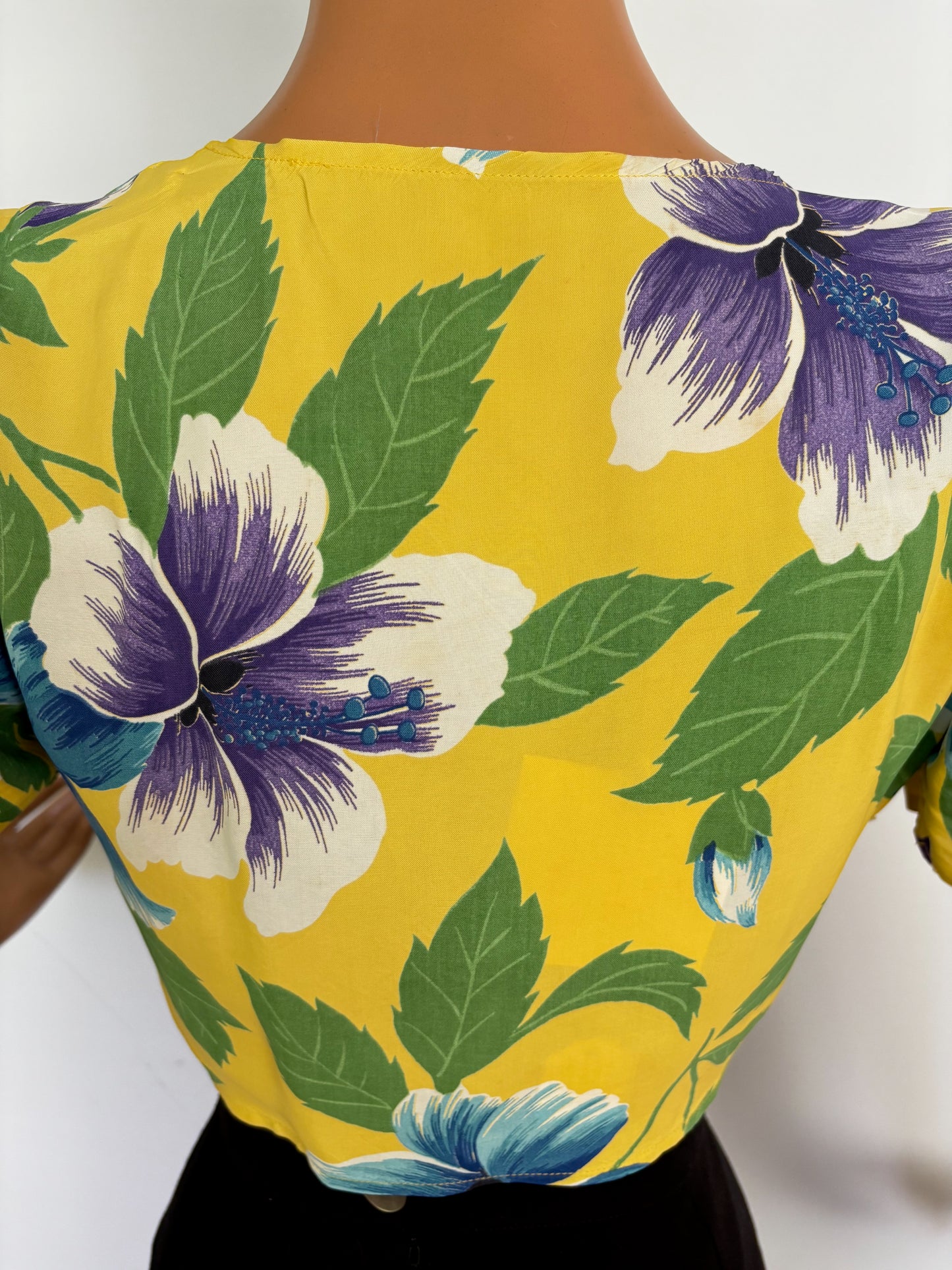 Vintage Hawaiian Tie-Front Bolero | S