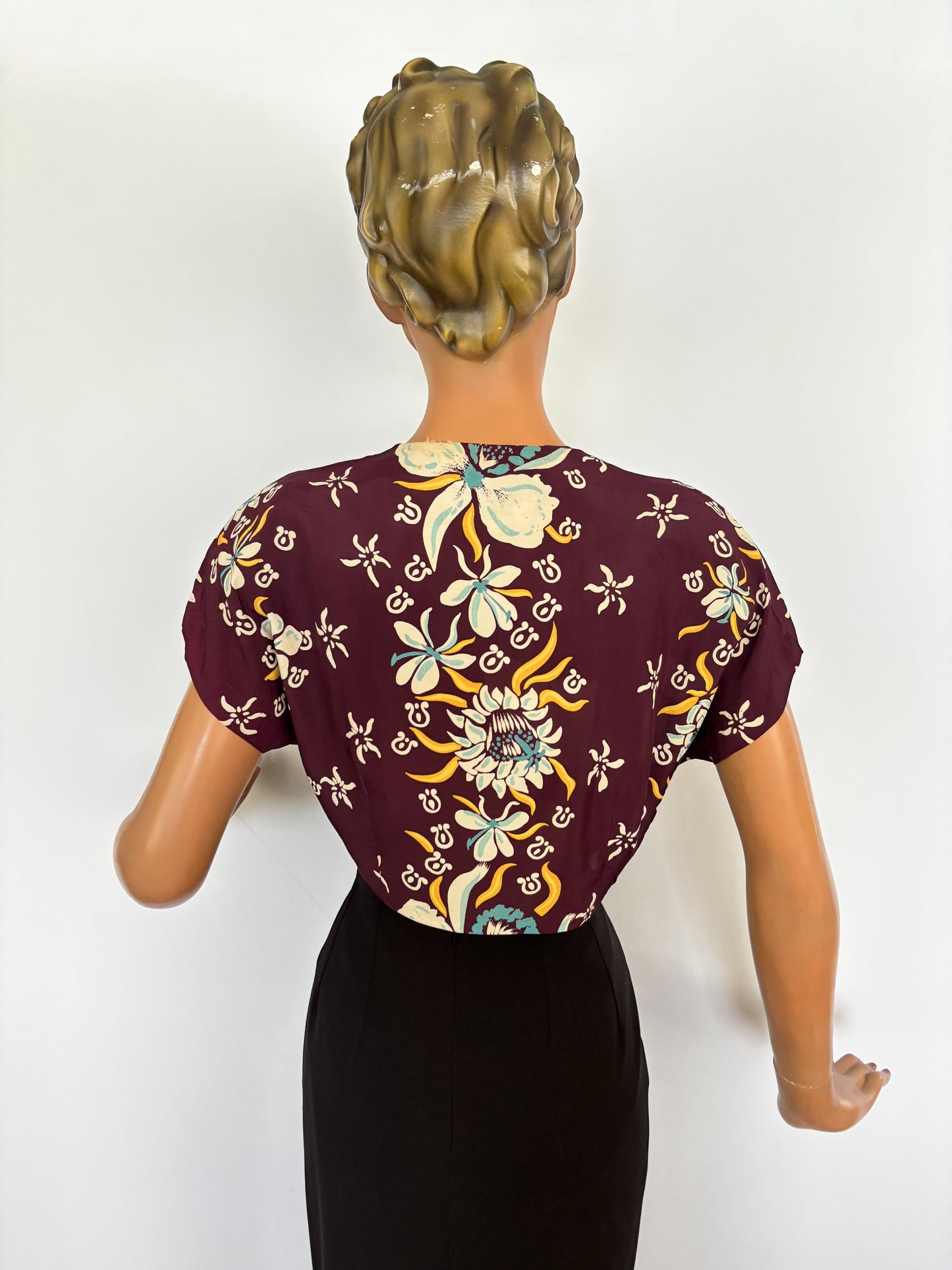 1940s/1950s Hoaloha Cold Rayon Hawaiian Bolero | L/XL