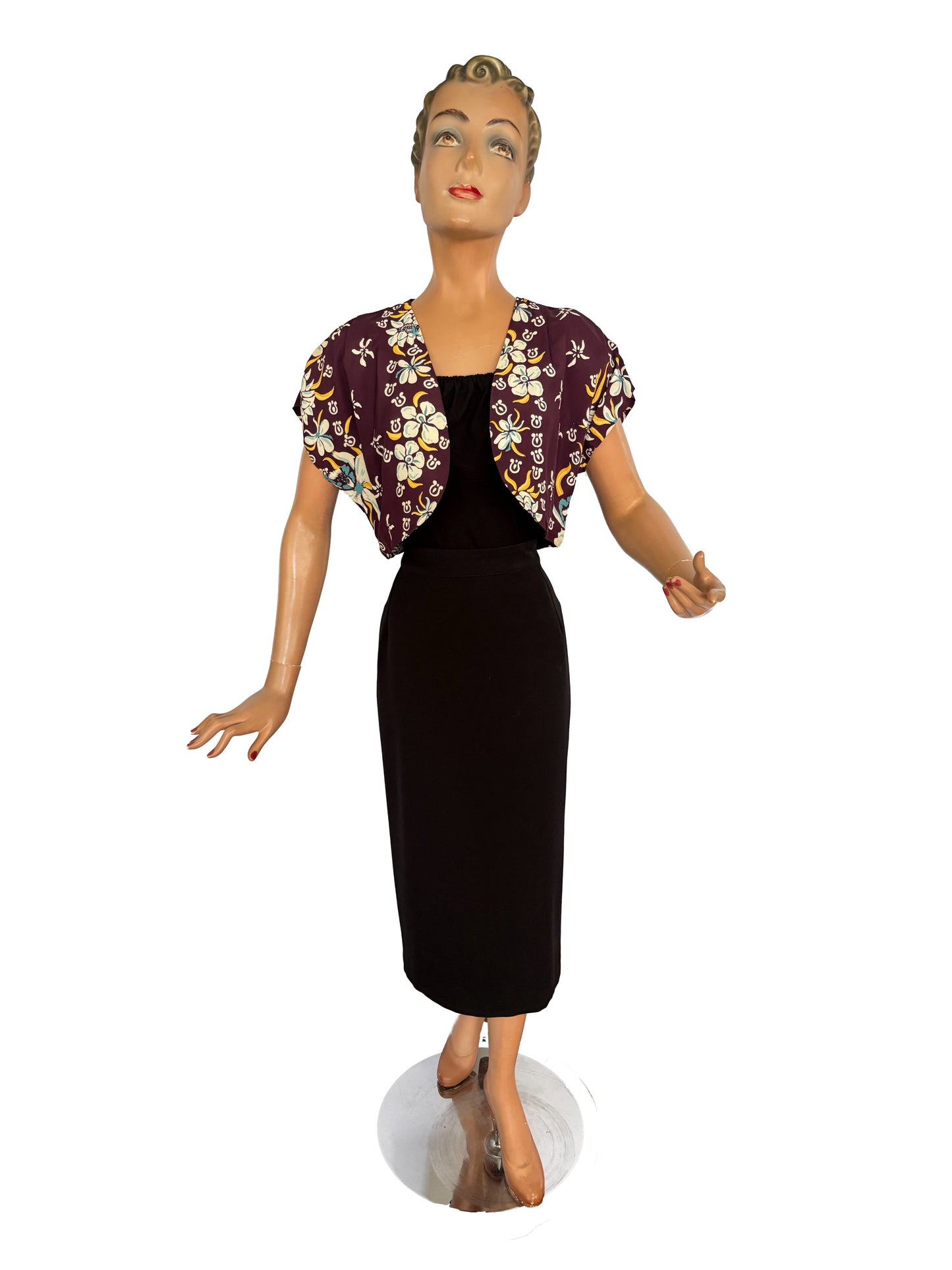 1940s/1950s Hoaloha Cold Rayon Hawaiian Bolero | L/XL