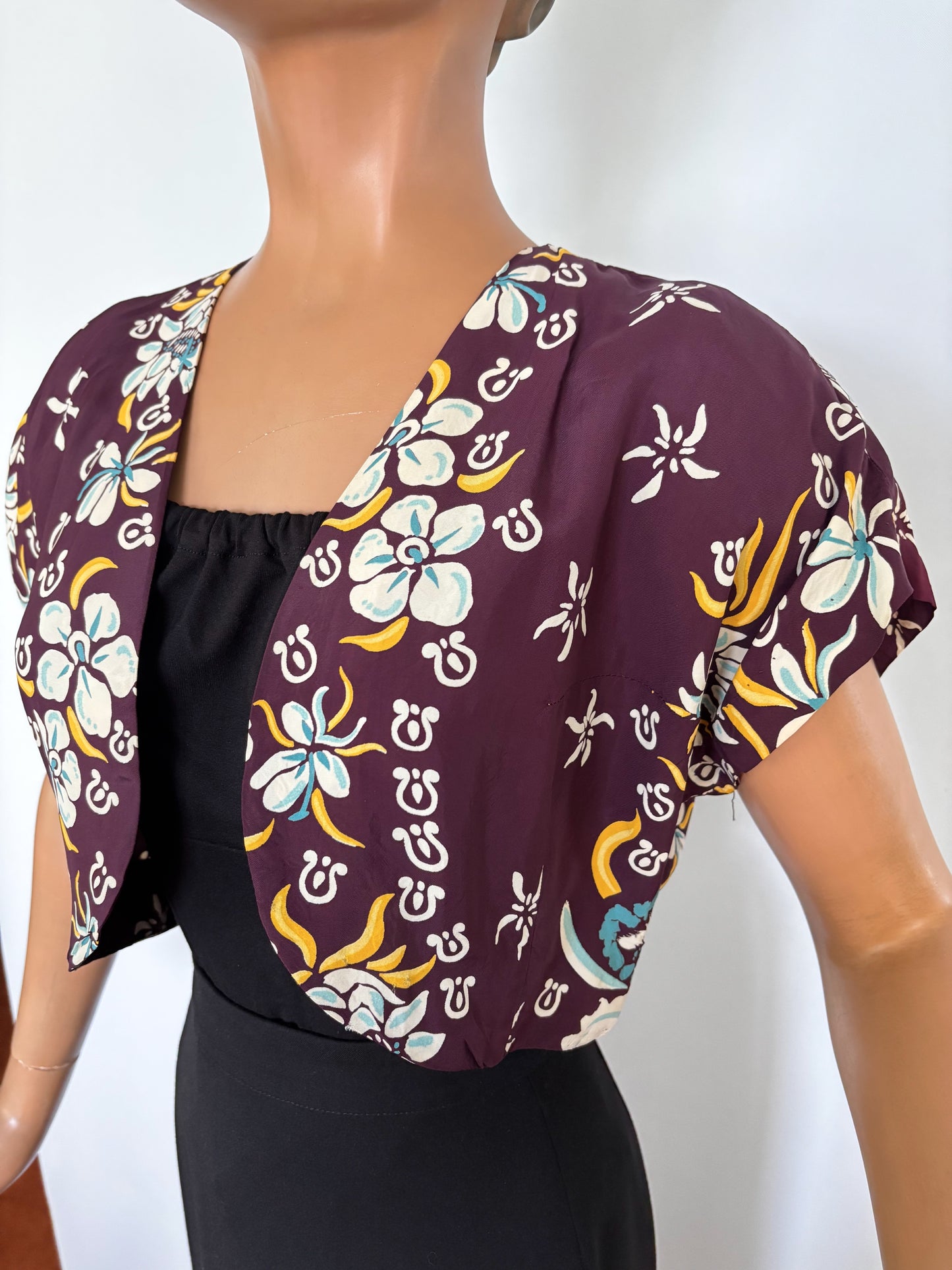 1940s/1950s Hoaloha Cold Rayon Hawaiian Bolero | L/XL