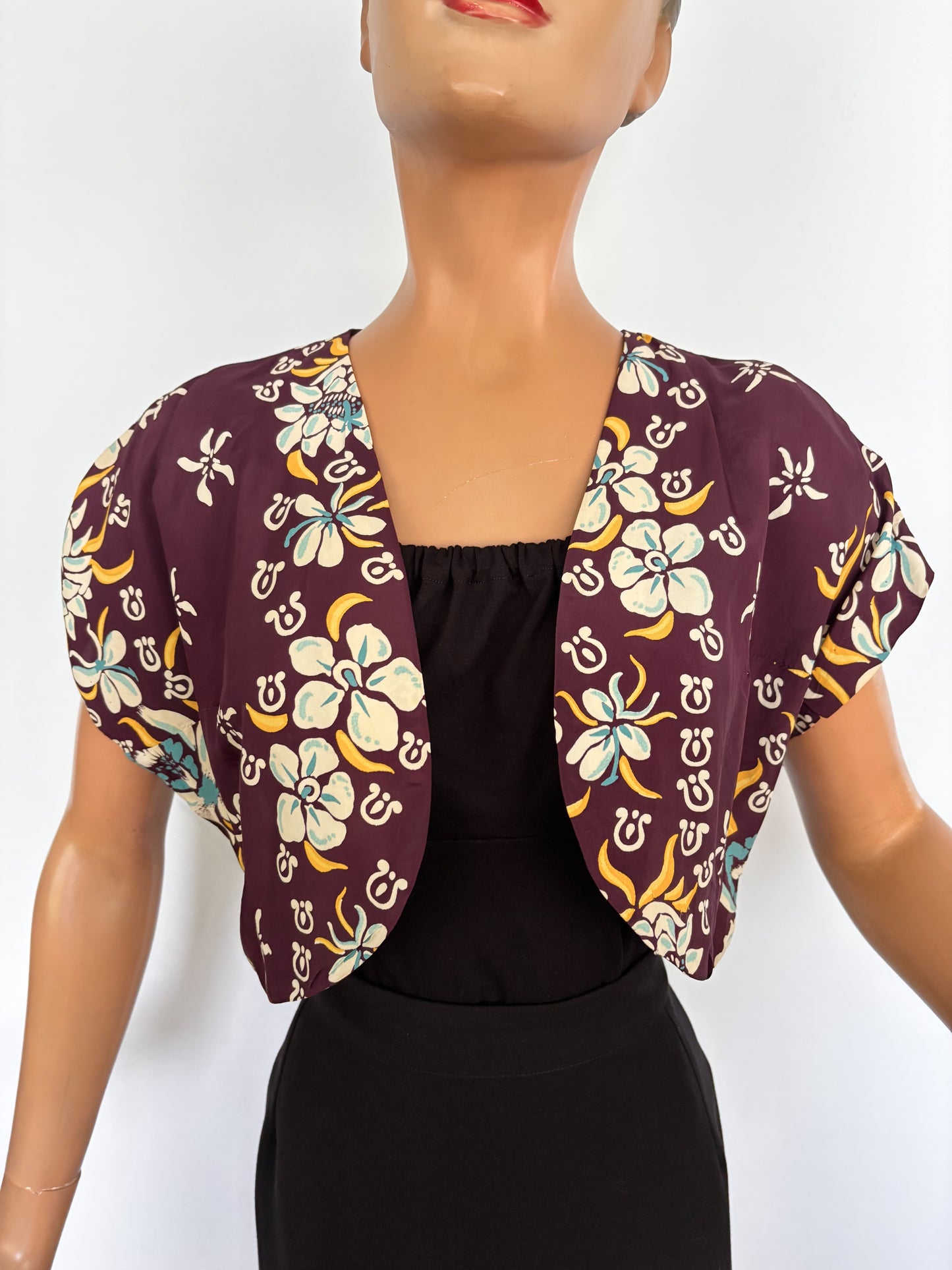 1940s/1950s Hoaloha Cold Rayon Hawaiian Bolero | L/XL