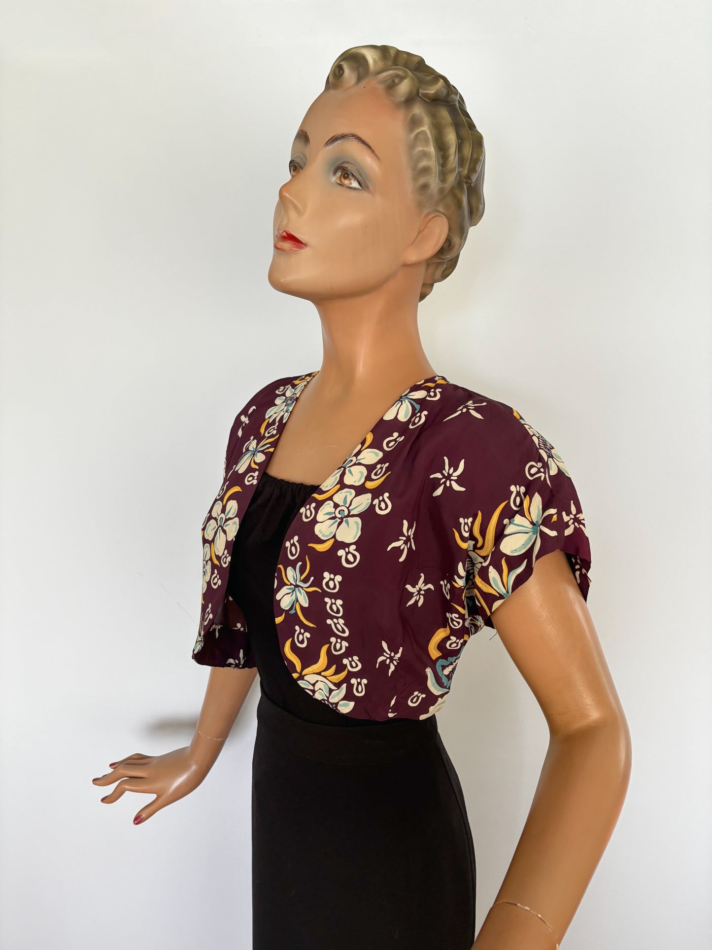 1940s/1950s Hoaloha Cold Rayon Hawaiian Bolero | L/XL