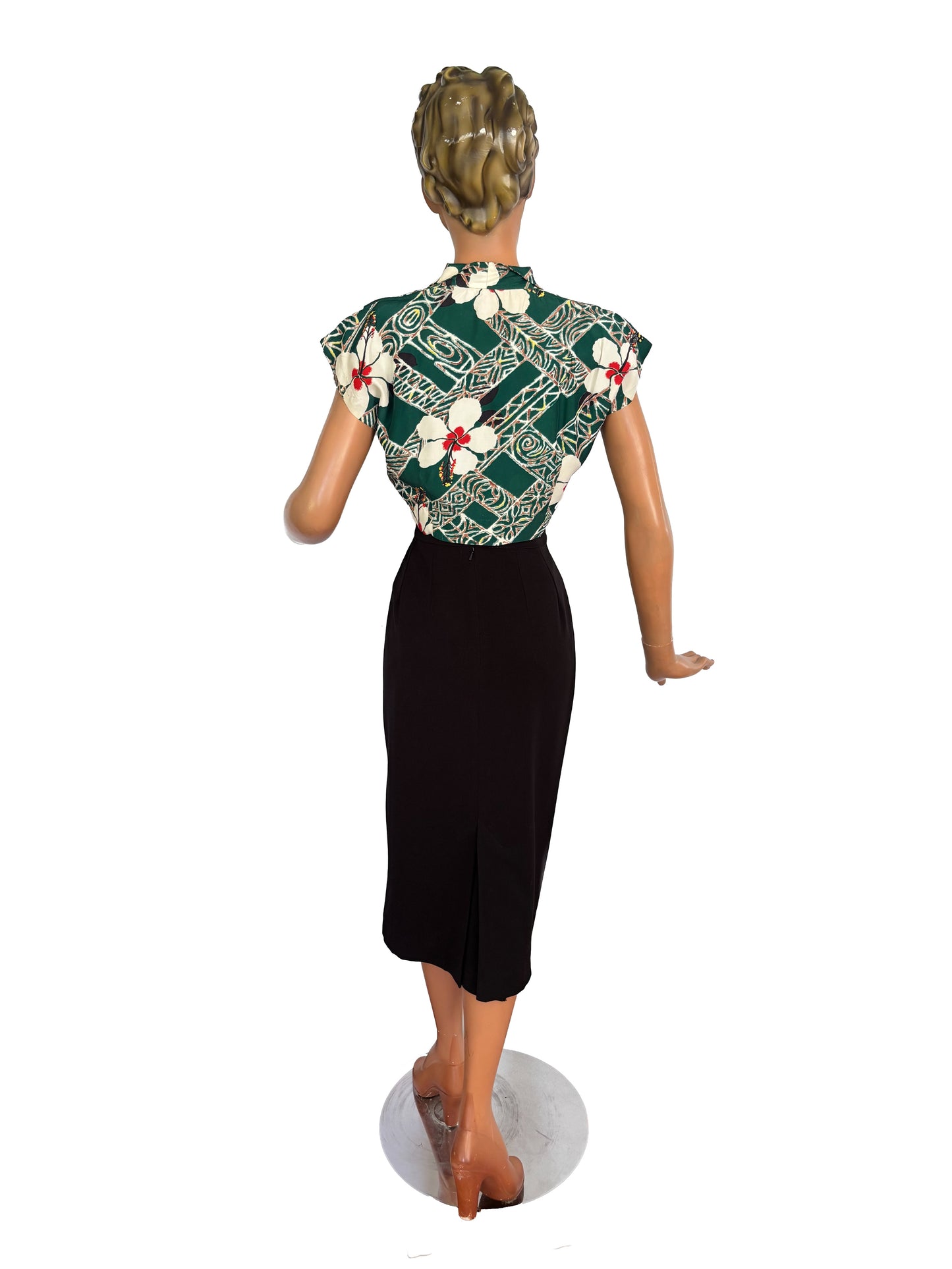 1950s Hawaiian Togs Tapa Hibiscus Bolero Jacket | M