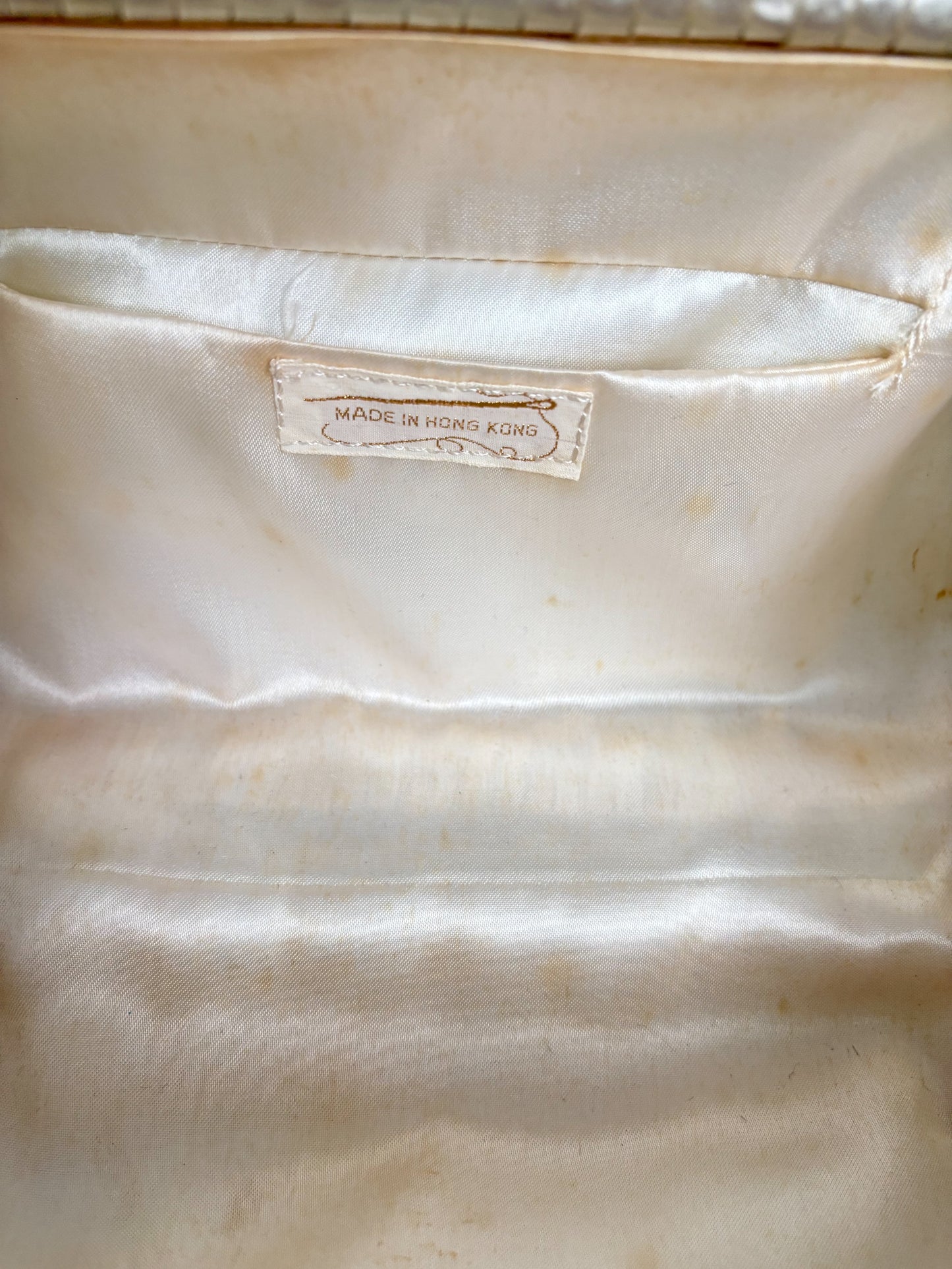 1950s Pearlized Silver Box Bag With Lucite Handles