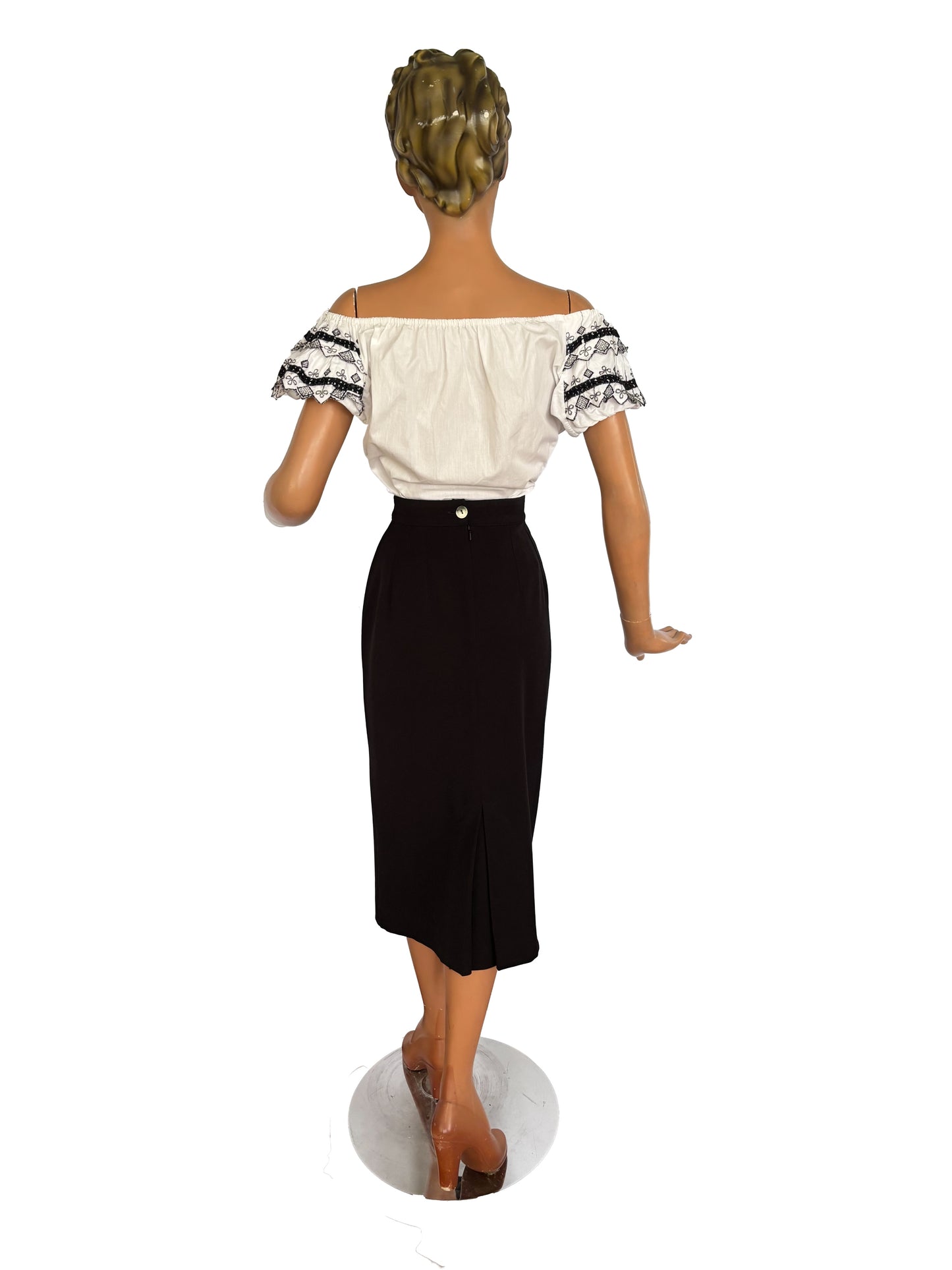 50s/60s Embroidered Patio Crop Top | XXL