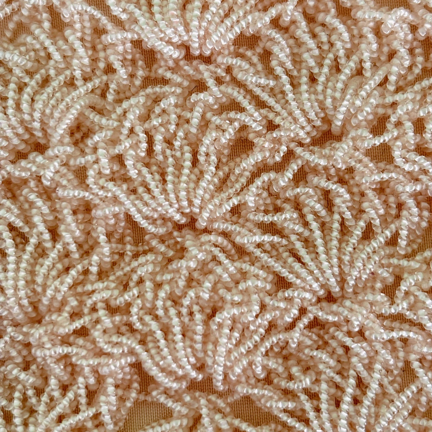 Vintage 1940s 50s Champagne Beaded Clutch with Floral Motif and Zipper Detail Lily Scarlet