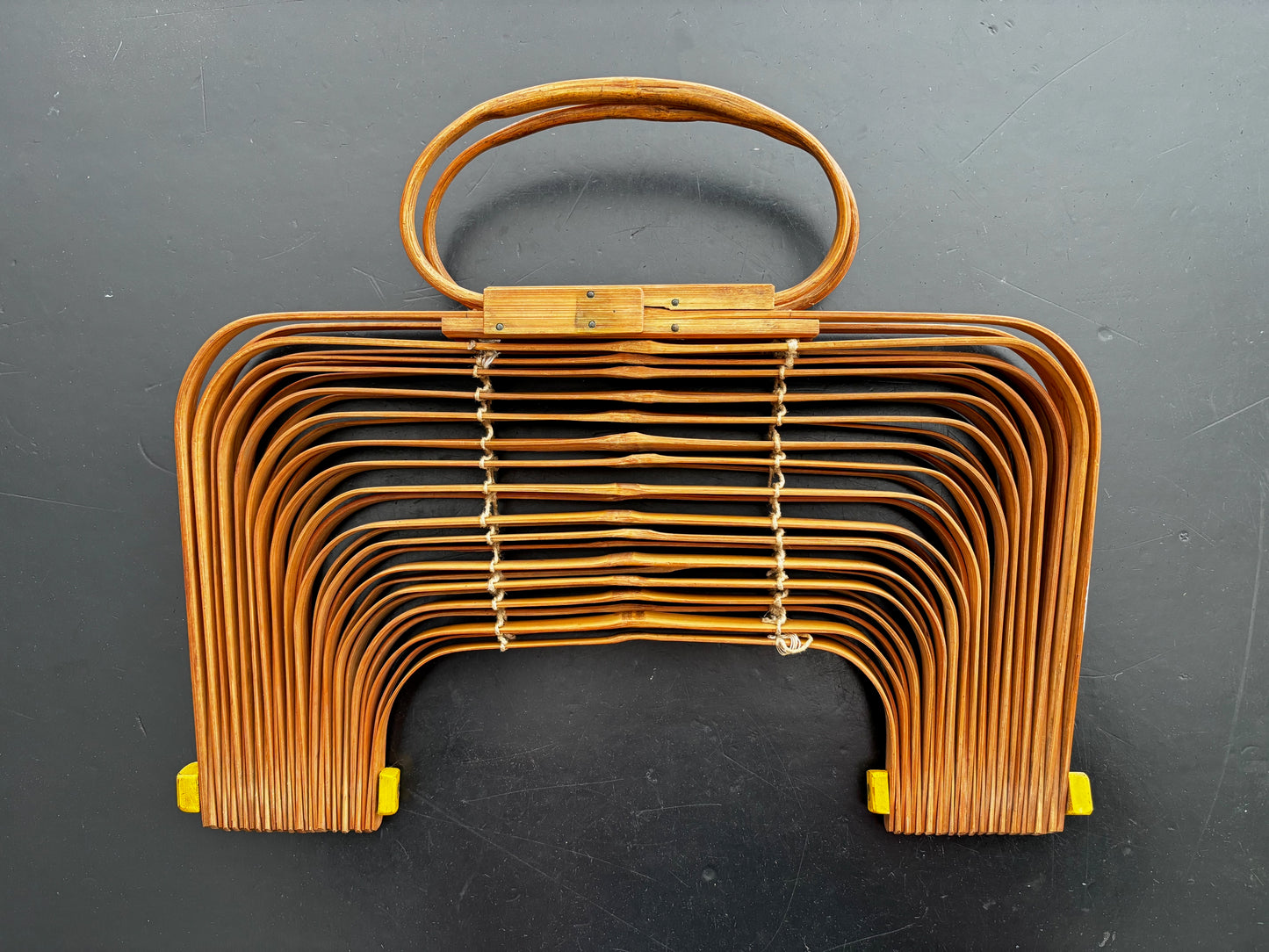 1940s Large Foldable Bamboo Handbag