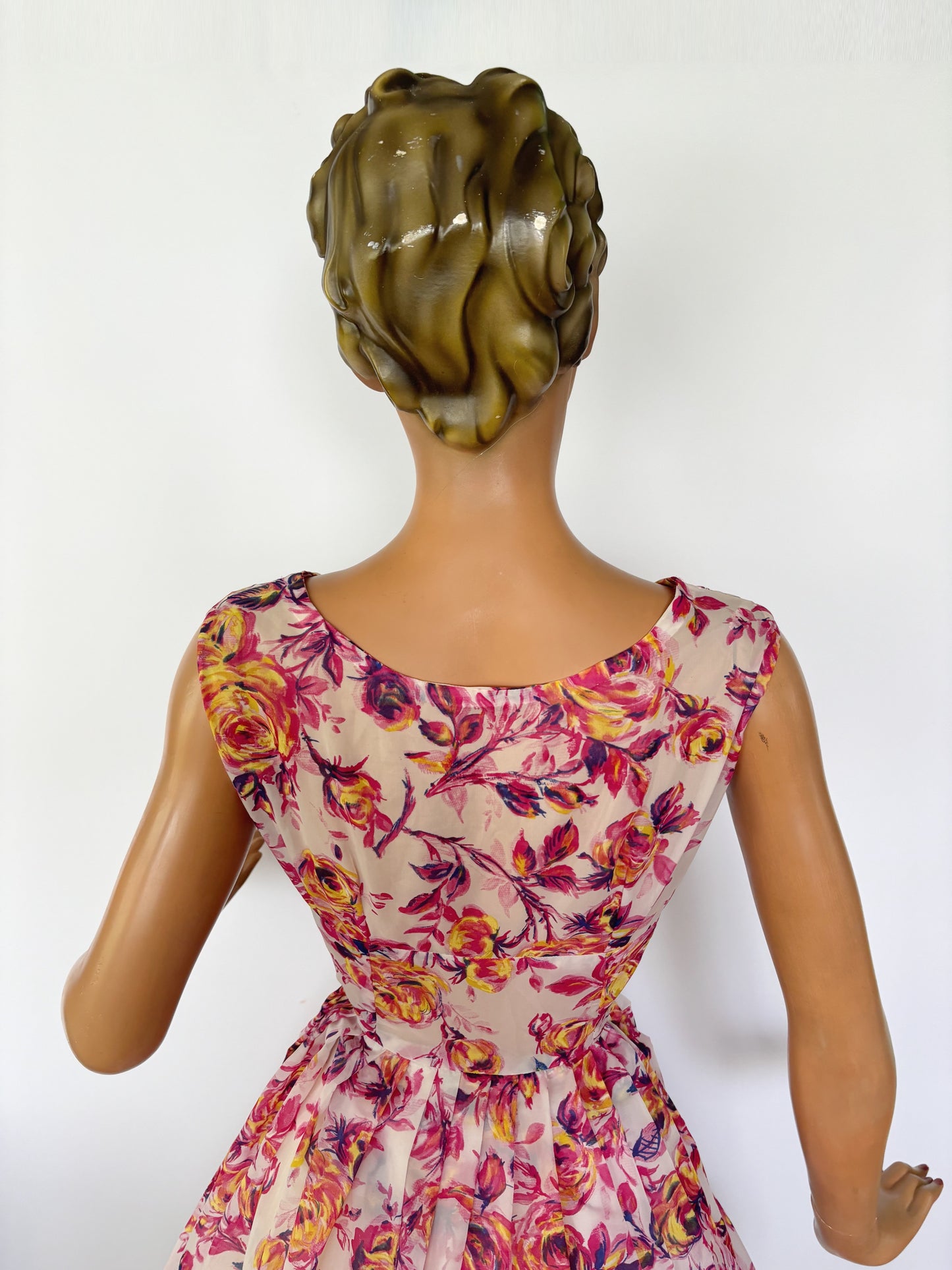 M | 1950s Organza Roses Dress