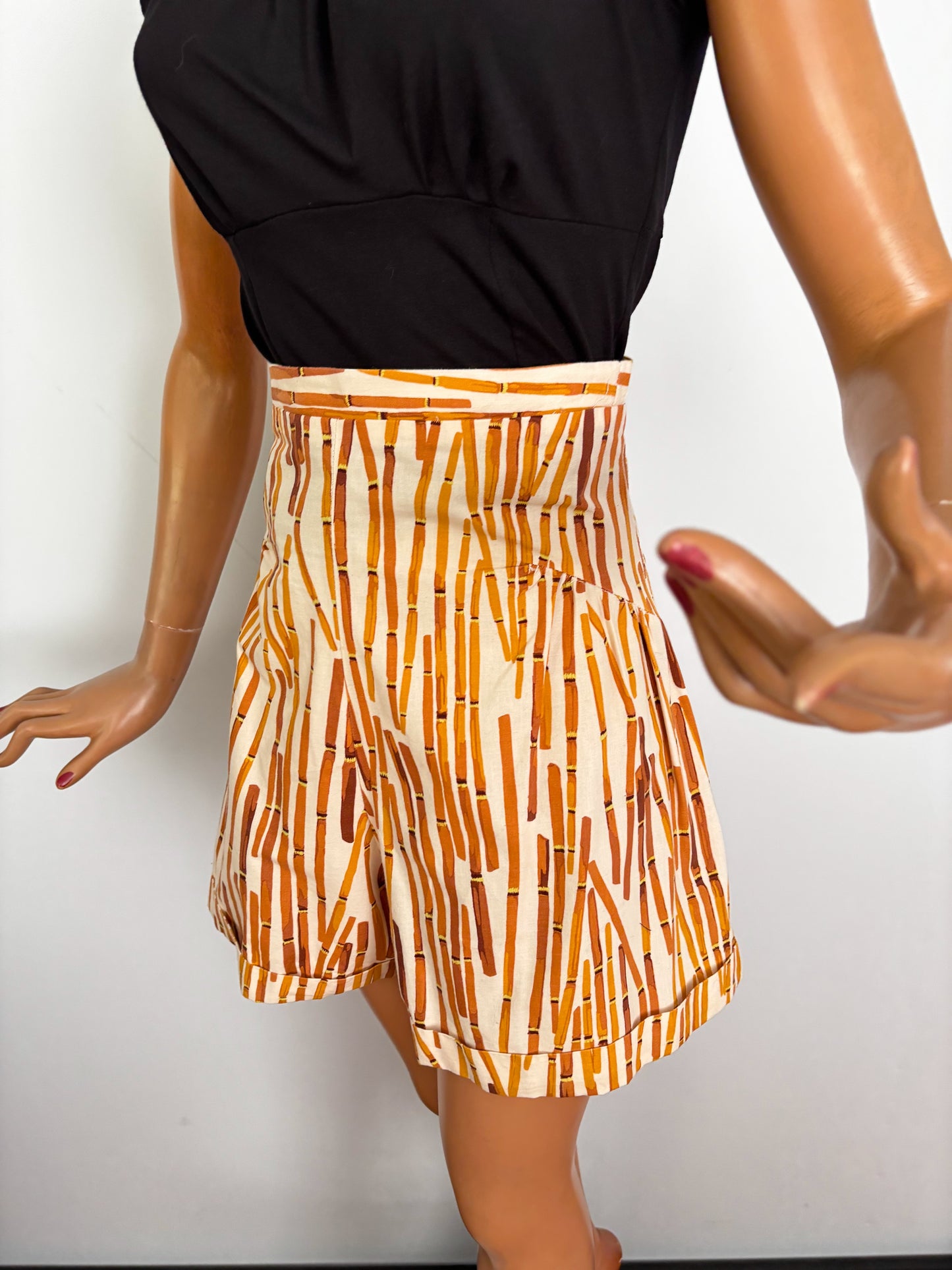 1940s Style Bamboo Novelty Print Shorts | S
