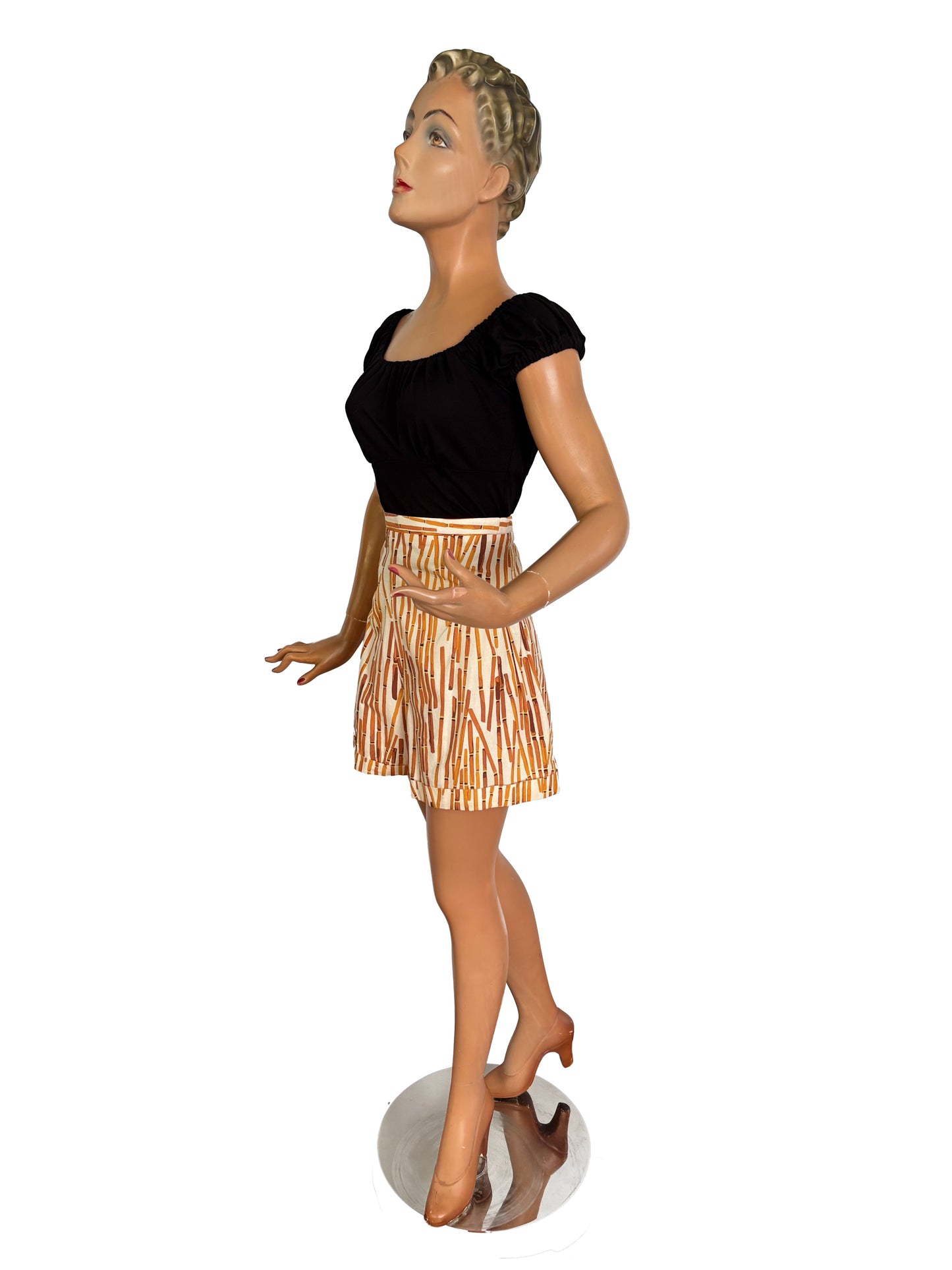 1940s Style Bamboo Novelty Print Shorts | S