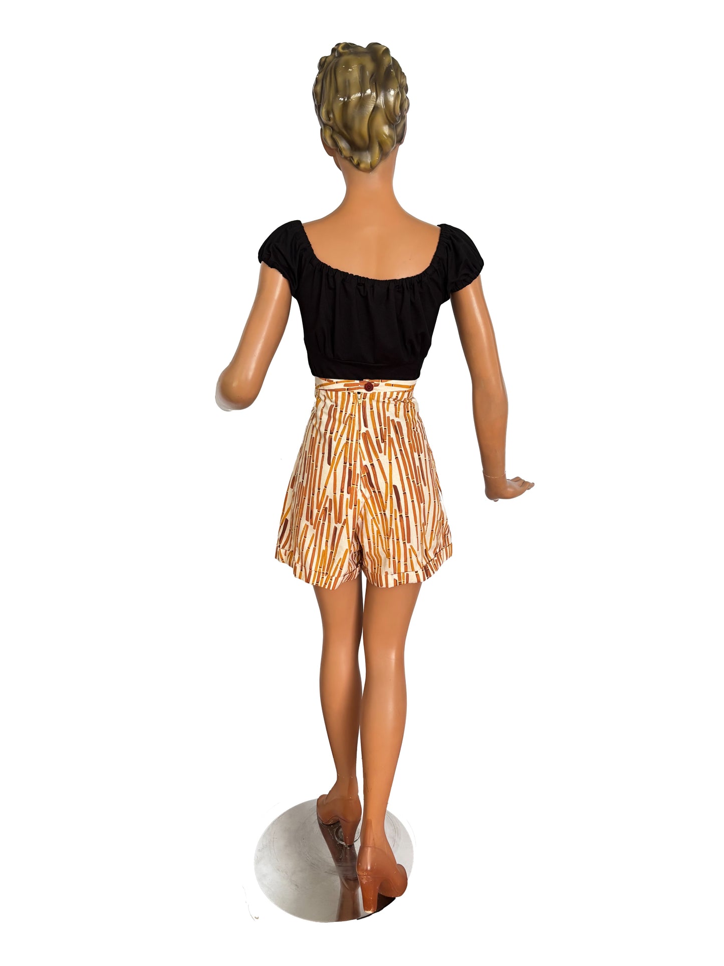 1940s Style Bamboo Novelty Print Shorts | S