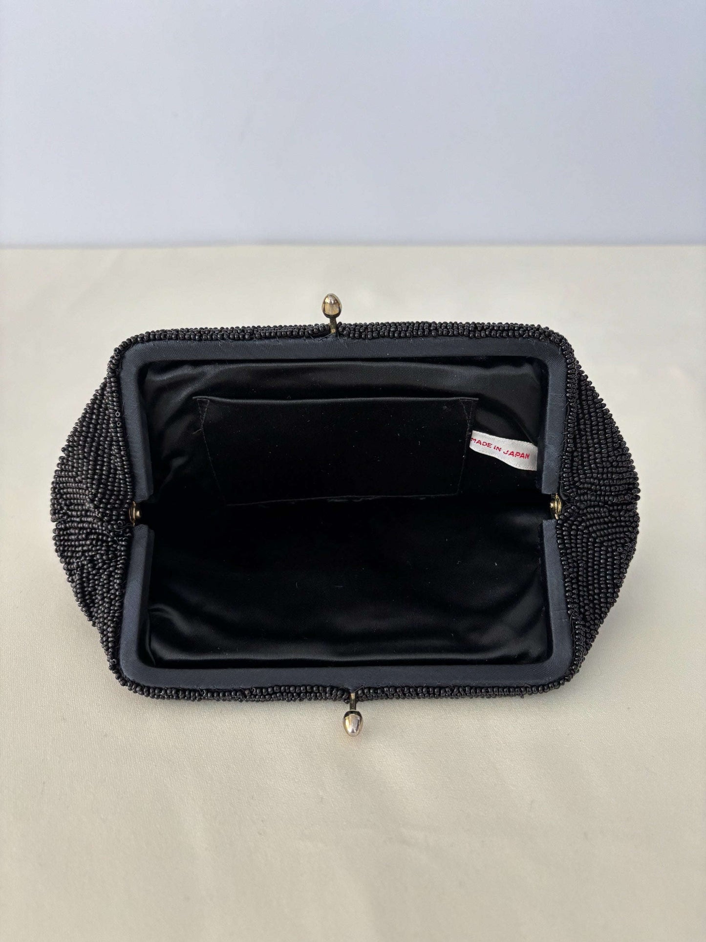 1950s Black Beaded Clutch Made In Japan Evening Bag Lily Scarlet
