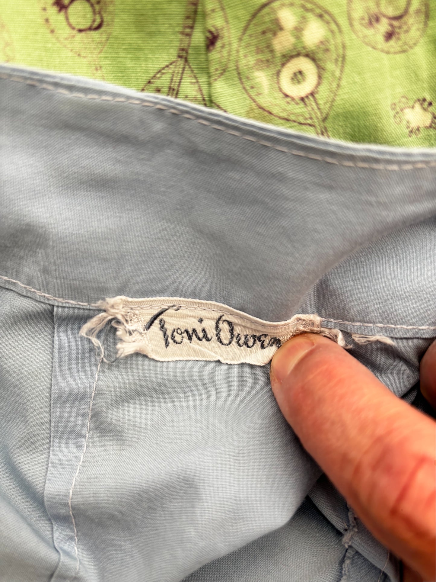 XS | 1950s Light Blue High-Waisted Cotton Shorts by Tony Owen