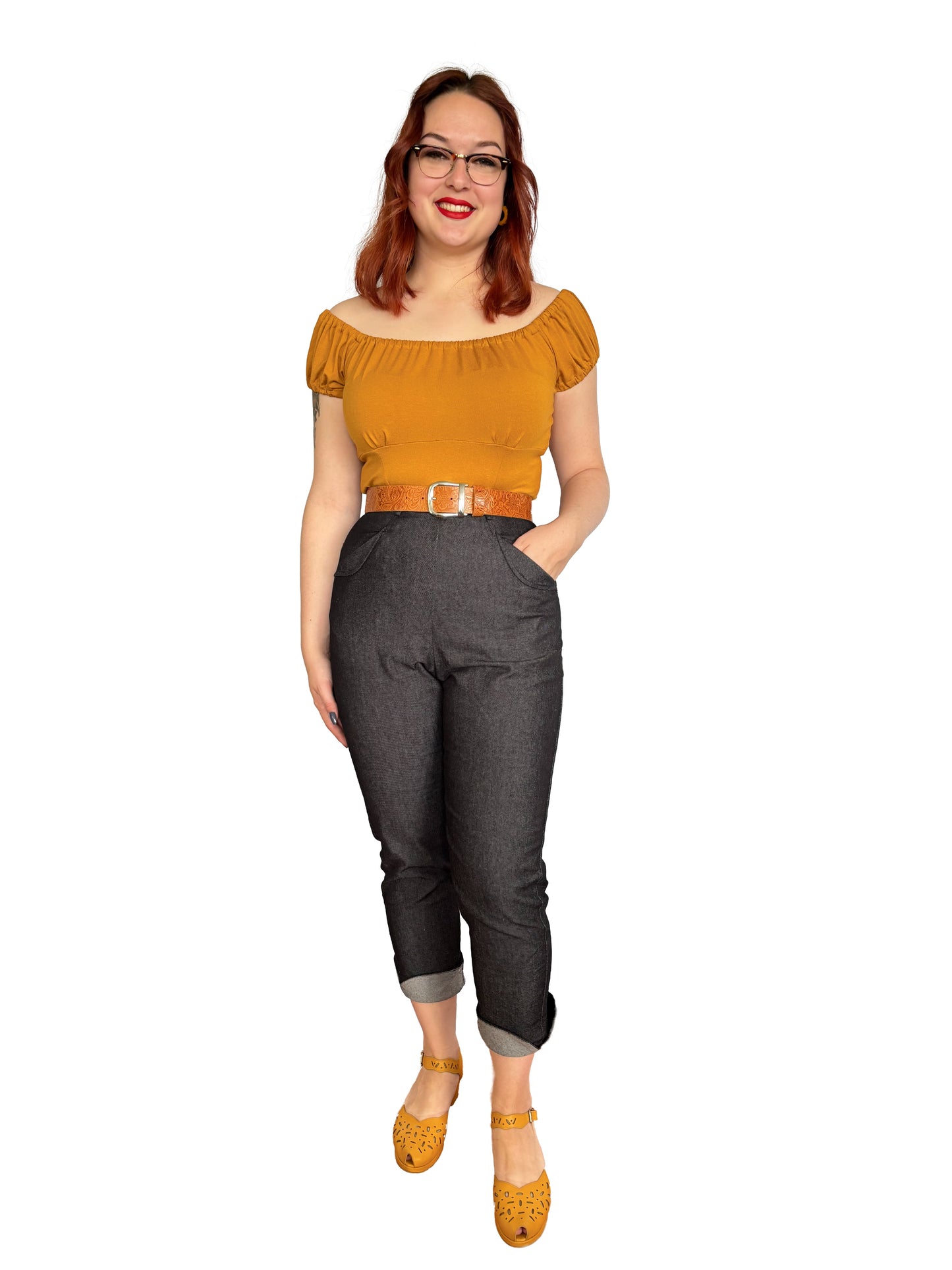 Shirley Peasant Top Mustard
