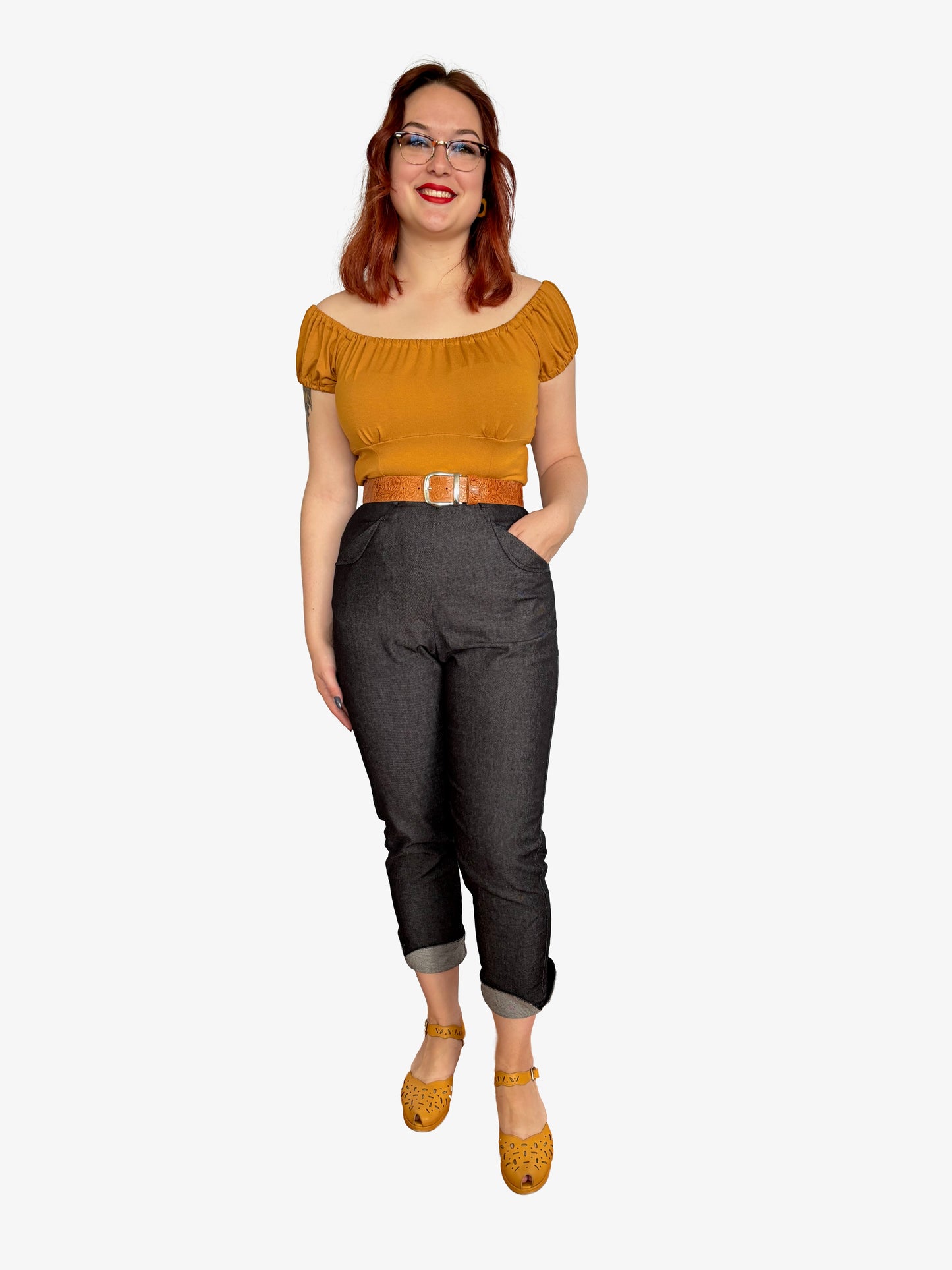 Shirley Peasant Top Mustard