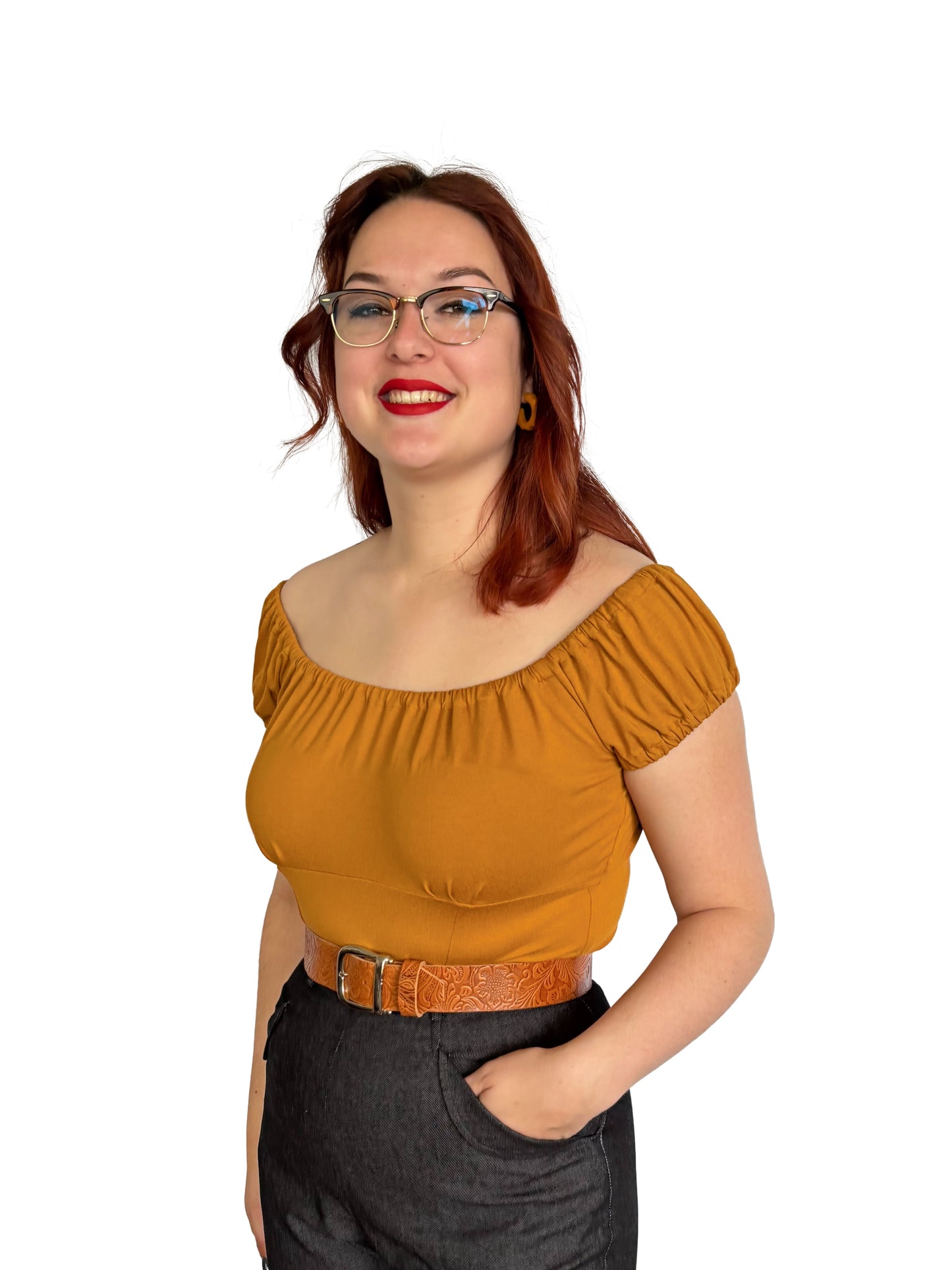 Shirley Peasant Top Mustard