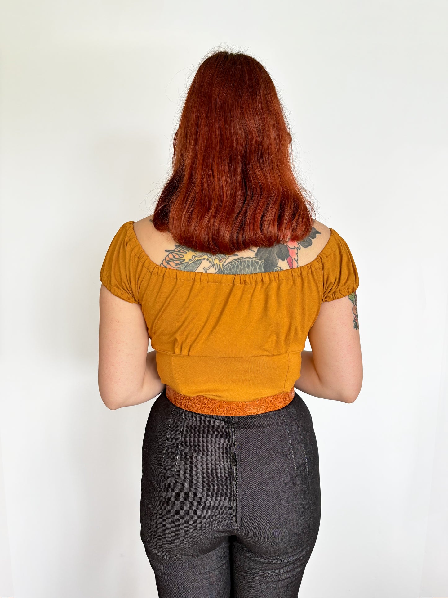 Shirley Peasant Top Mustard