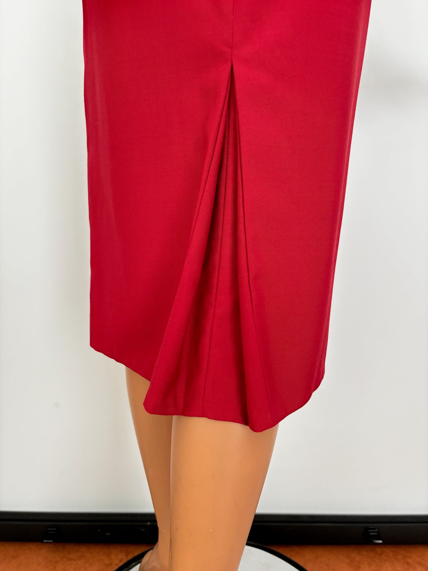 S | 1940s Style Red Wool Gabardine Skirt