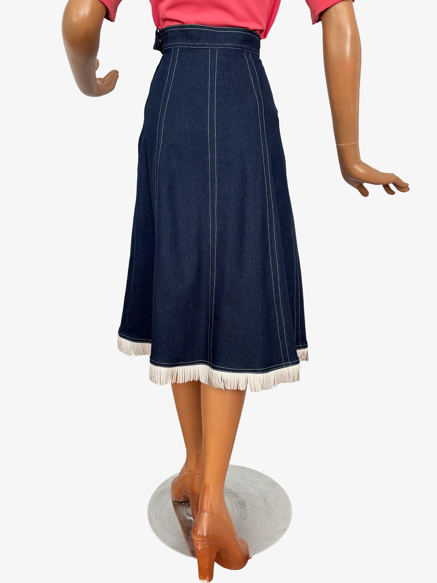 Valerie Denim Fringe 1940s Style Western Skirt