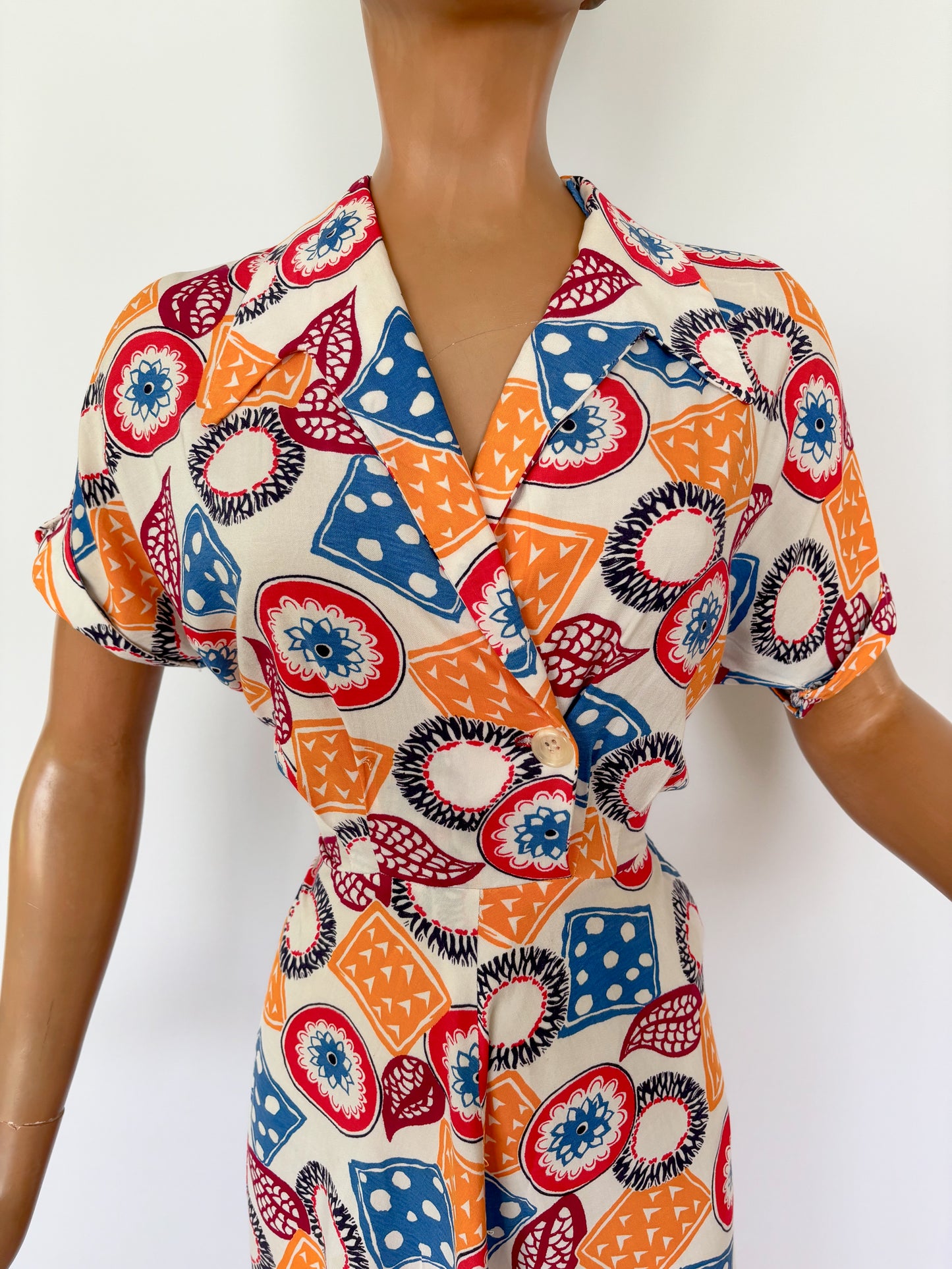 XS/S | 1940s Novelty Print Dress