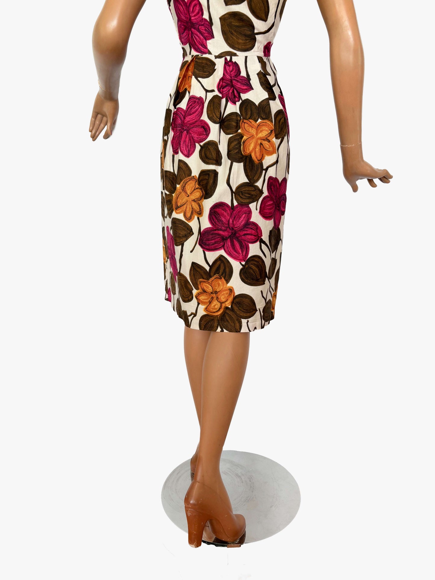 XS/S | 1950s/60s Cotton Flower Dress Lily Scarlet