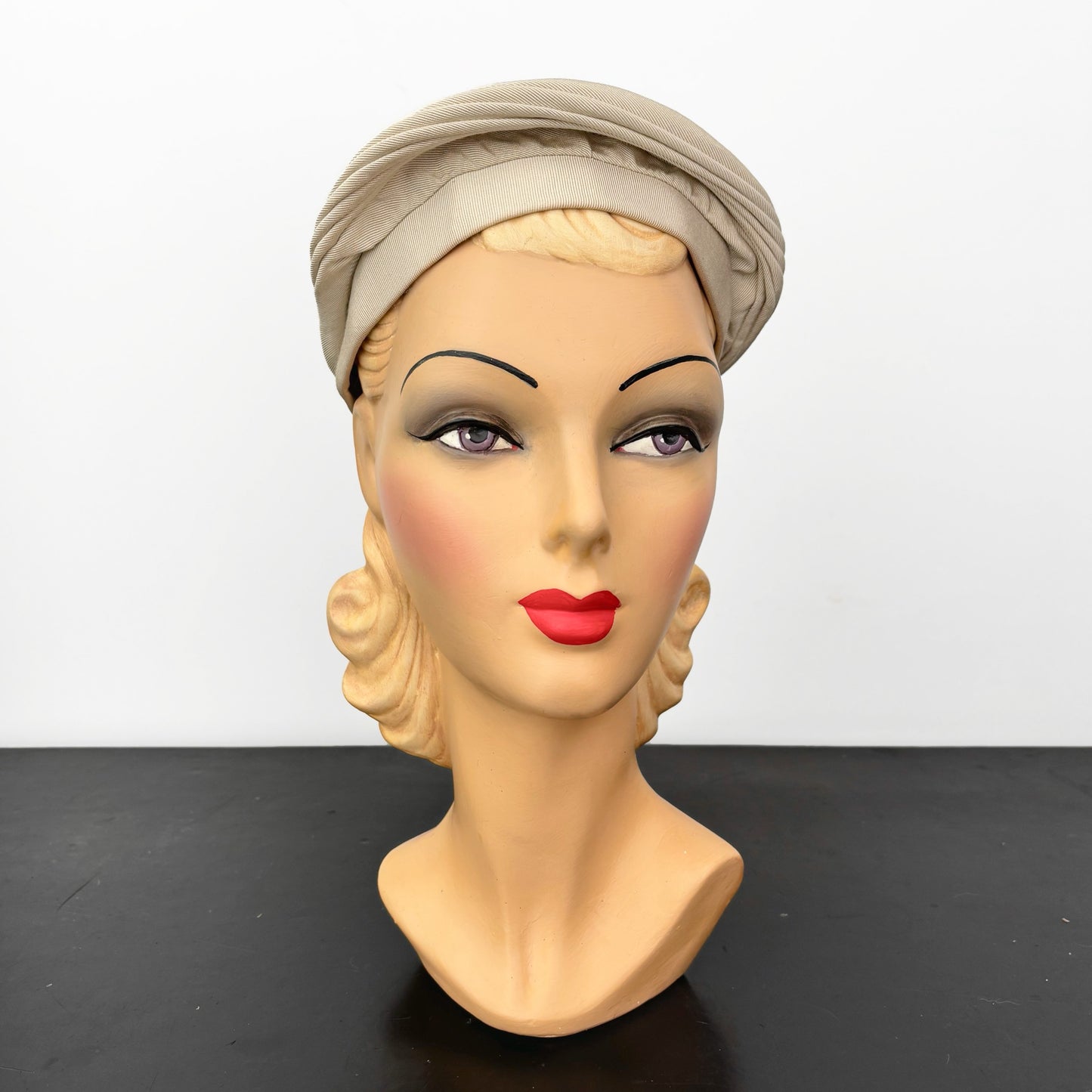 1950s Cream Grosgrain Layered Beret