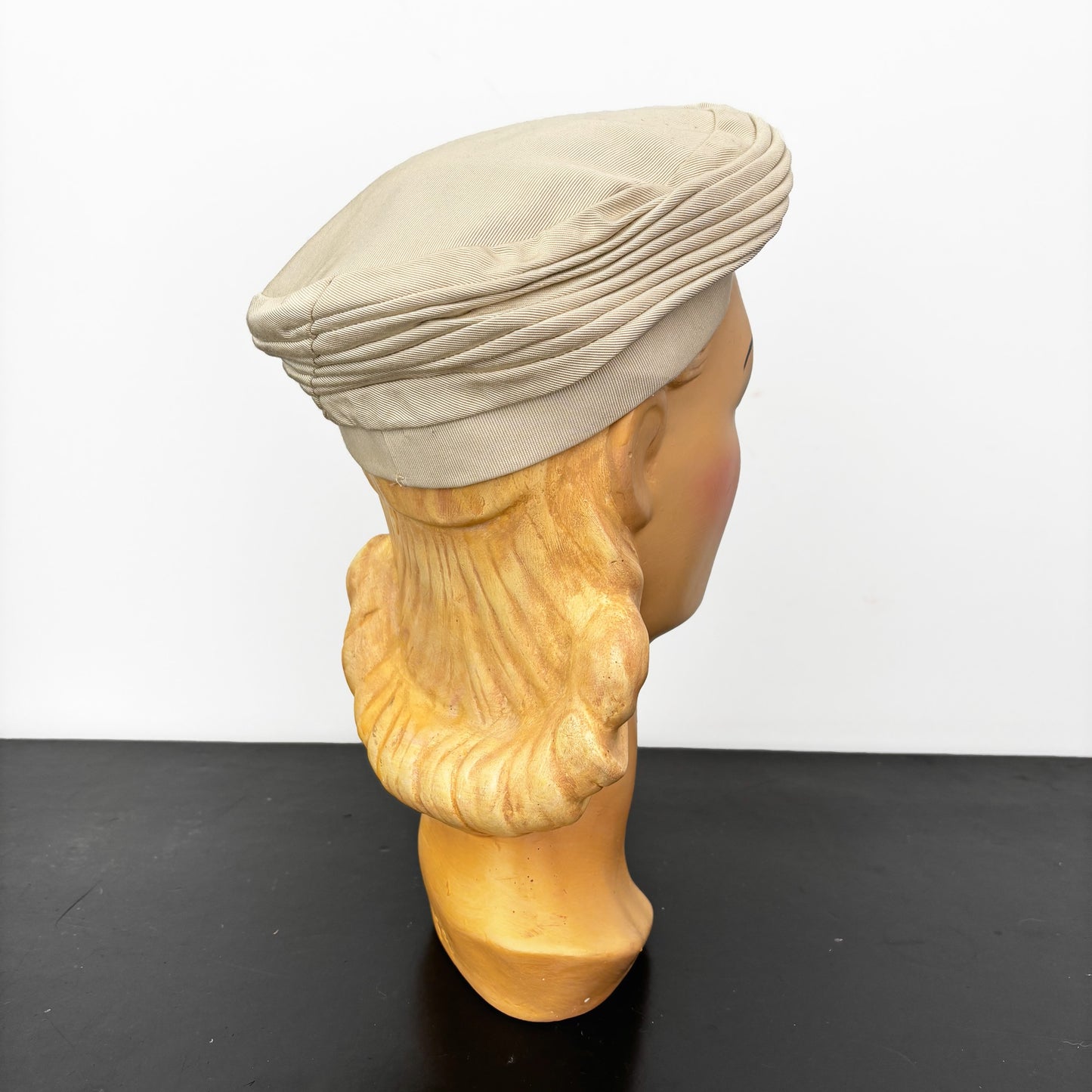 1950s Cream Grosgrain Layered Beret