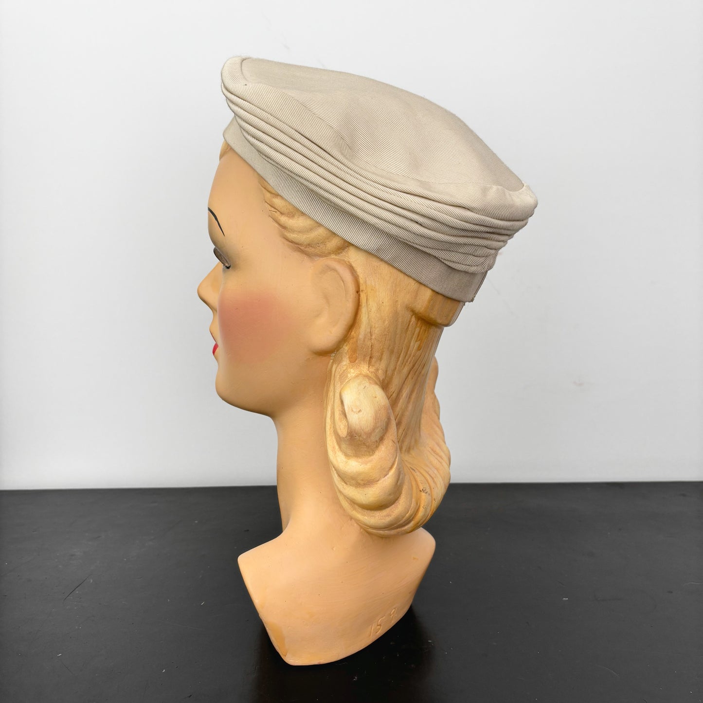 1950s Cream Grosgrain Layered Beret