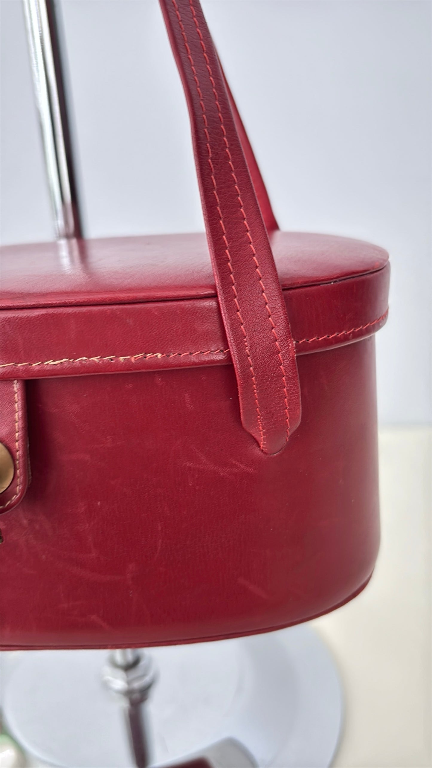 1950s/60s Cherry Red Vinyl Box Handbag