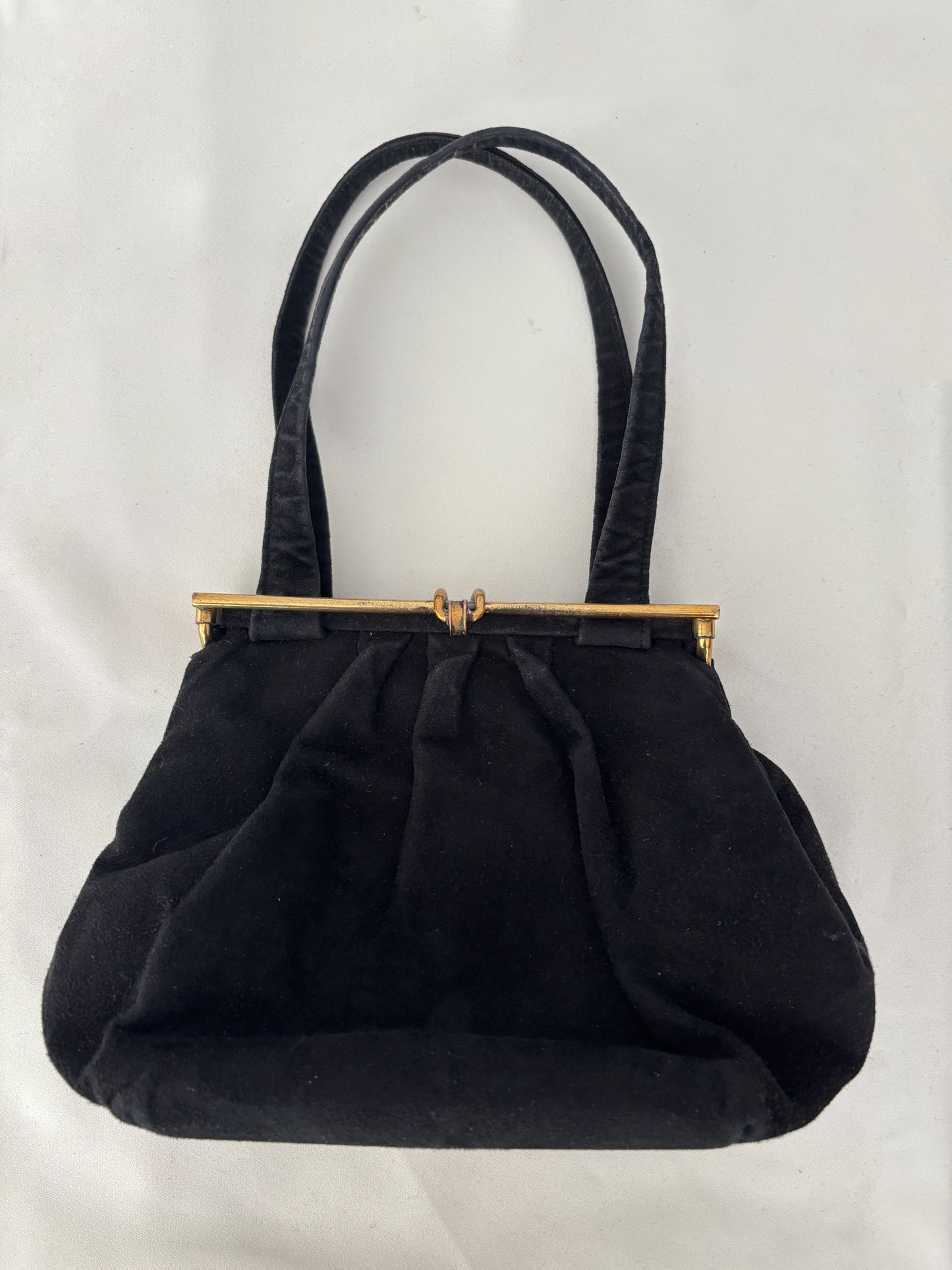 1950s Black Suede Handbag