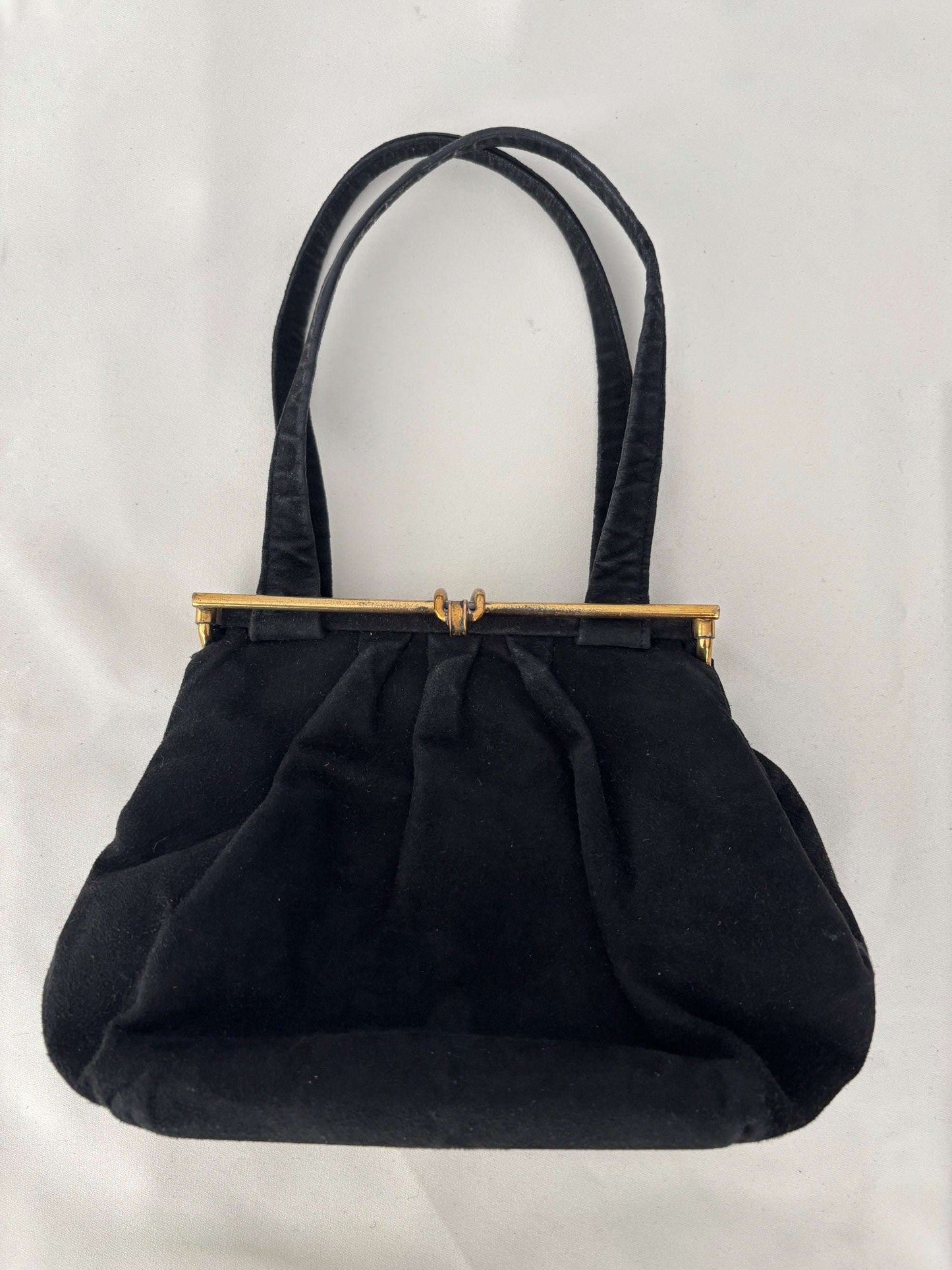 1950s Black Suede Handbag Lily Scarlet