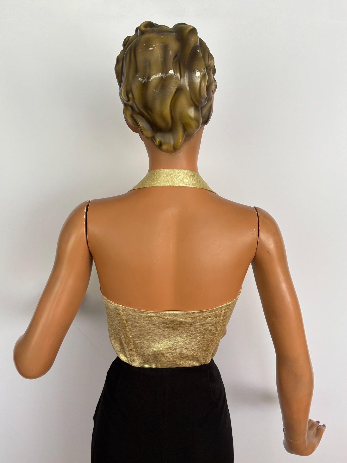 Holly Halter Top Gold Lamé