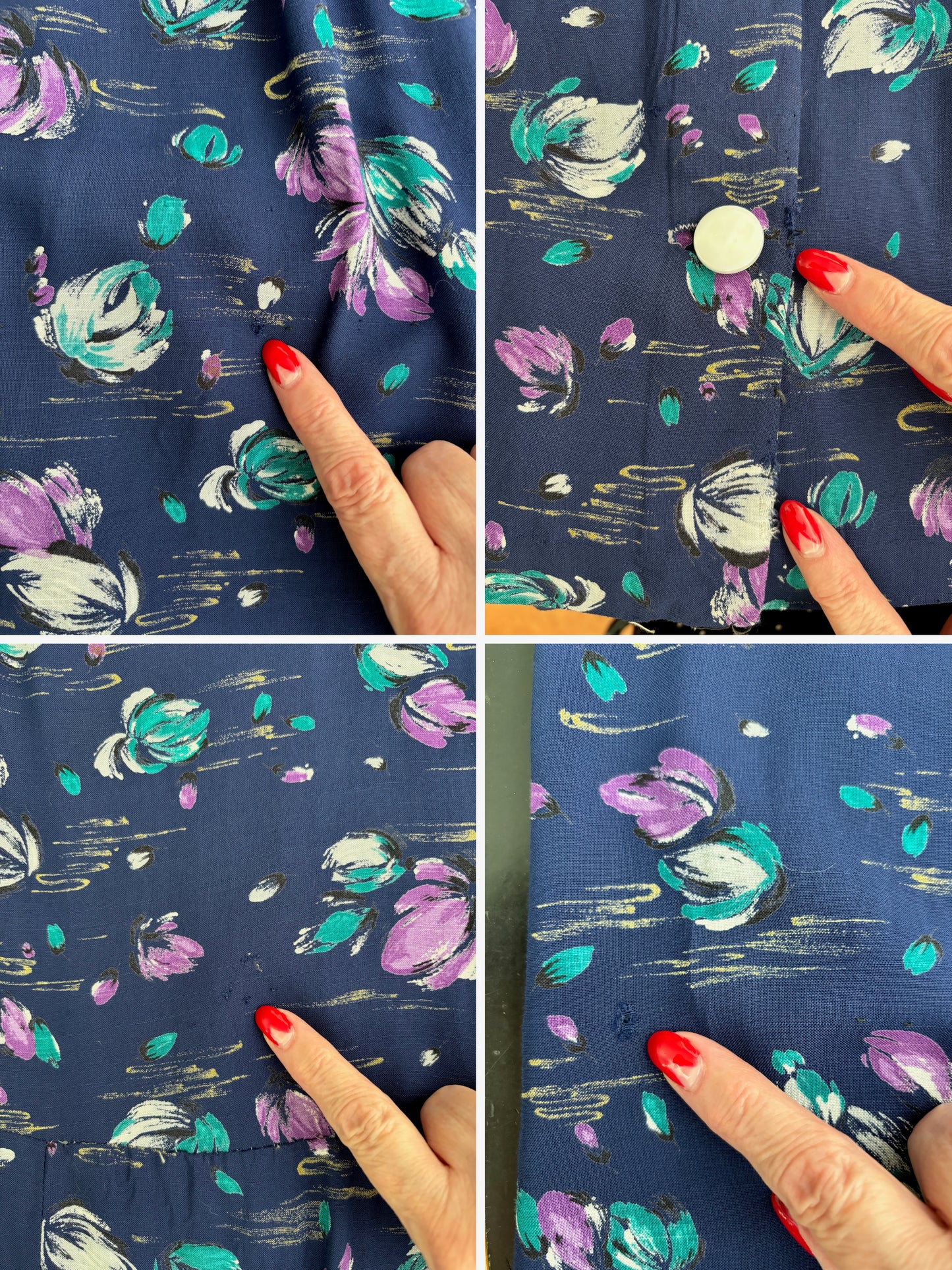 3XL | 1940s Rayon Navy Blue Button Down Dress